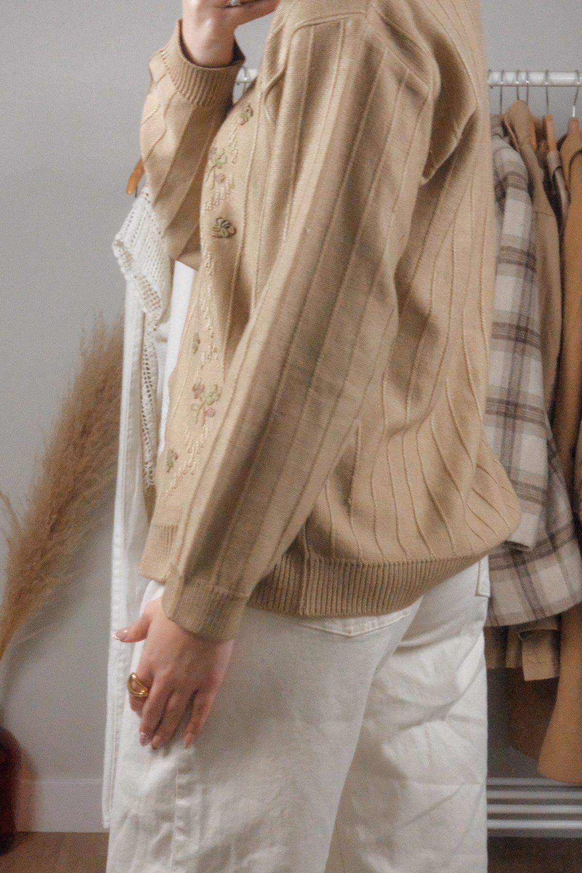 Vintage x Textured Flower Cardigan (M)