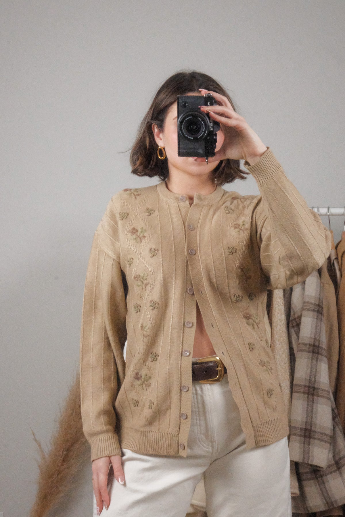 Vintage x Textured Flower Cardigan (M)