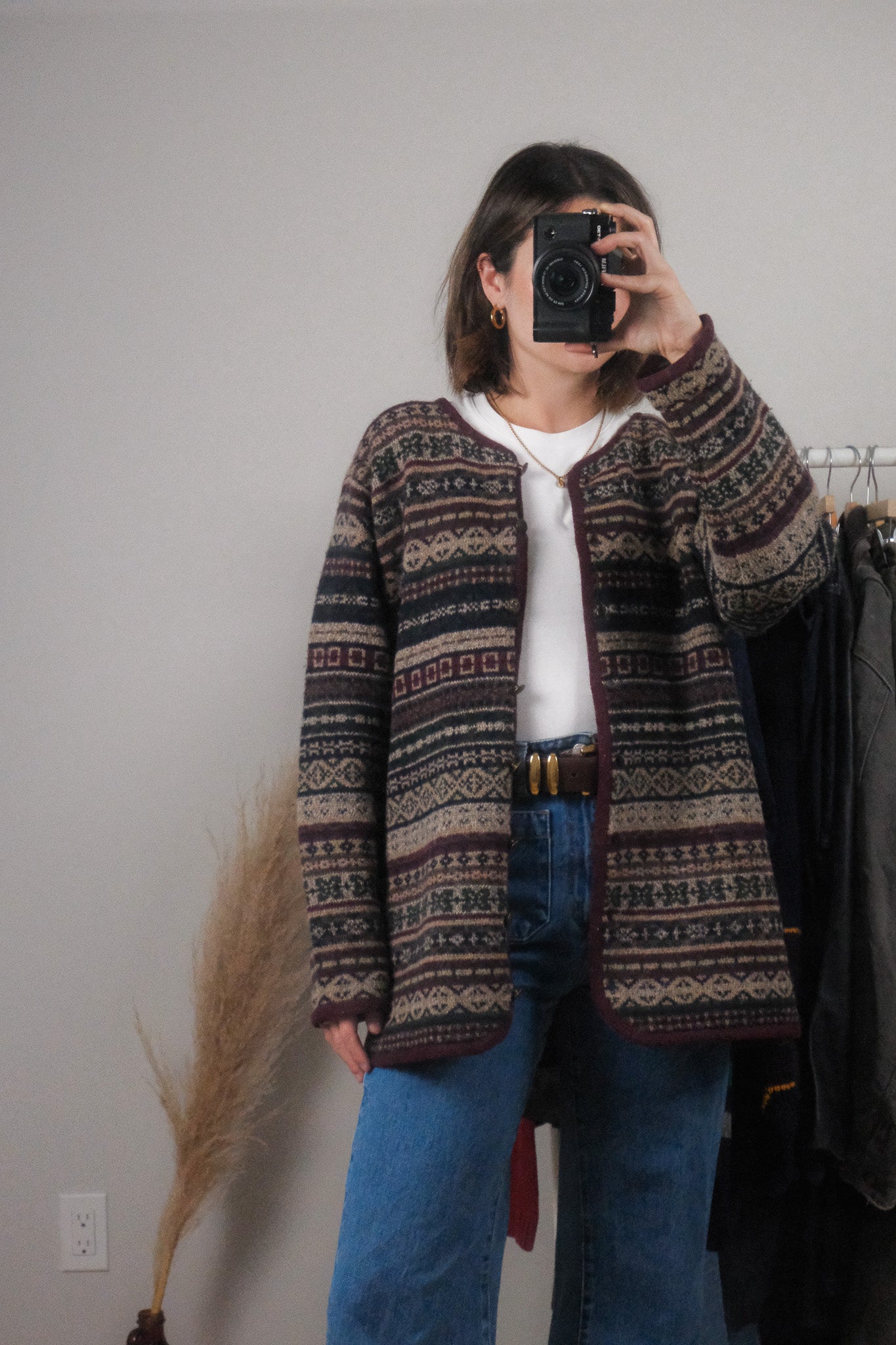 Vintage x Wool Patterned Cardigan (M/L)