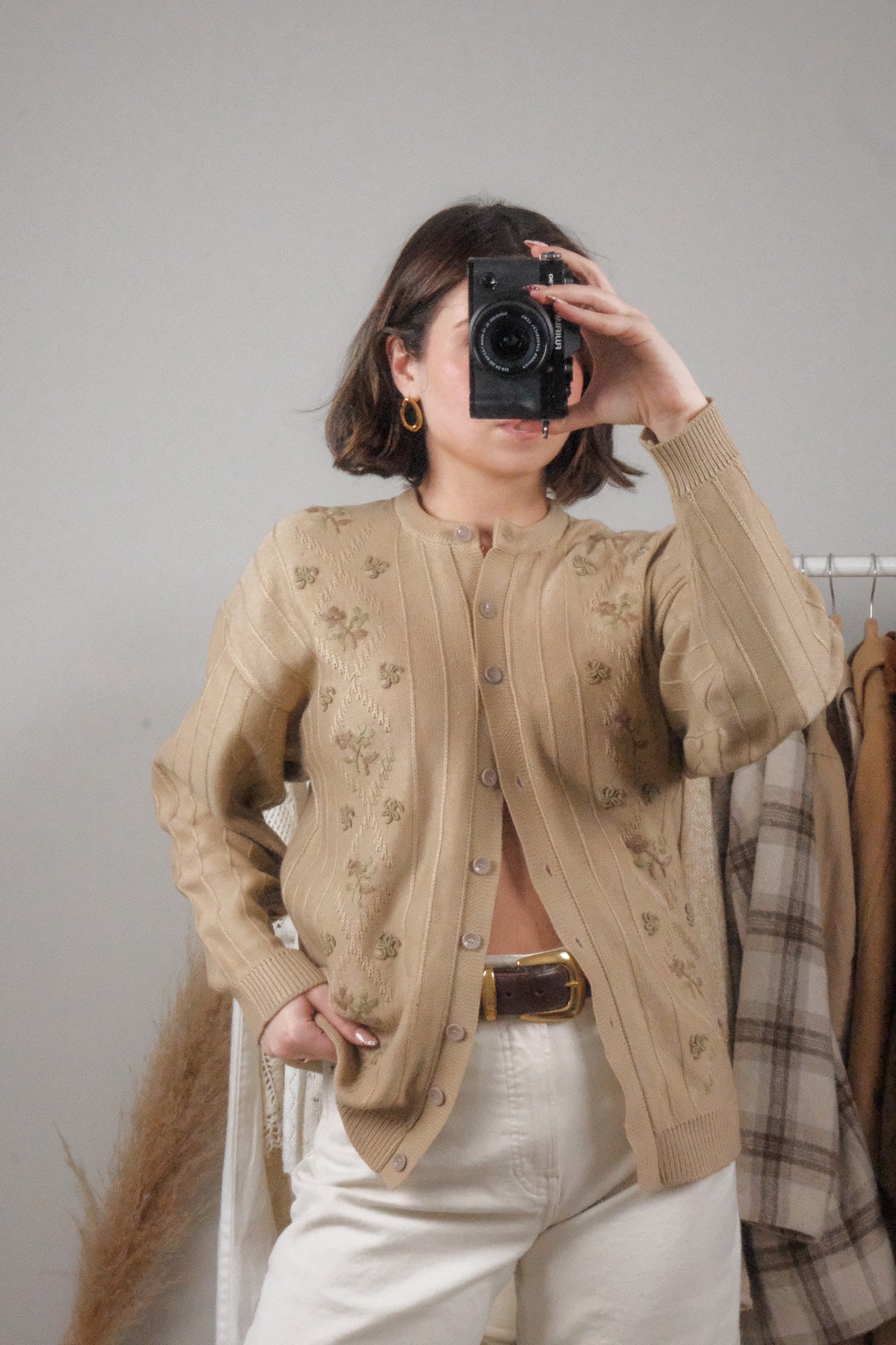 Vintage x Textured Flower Cardigan (M)