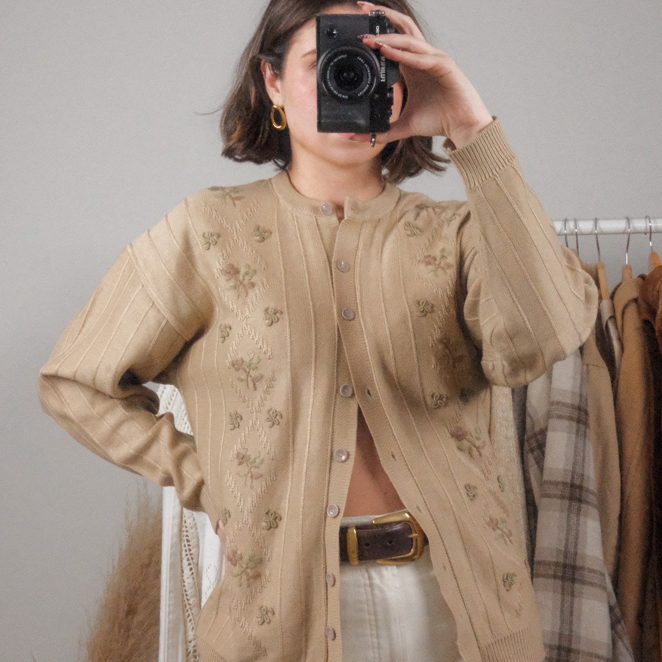 Vintage x Textured Flower Cardigan (M)