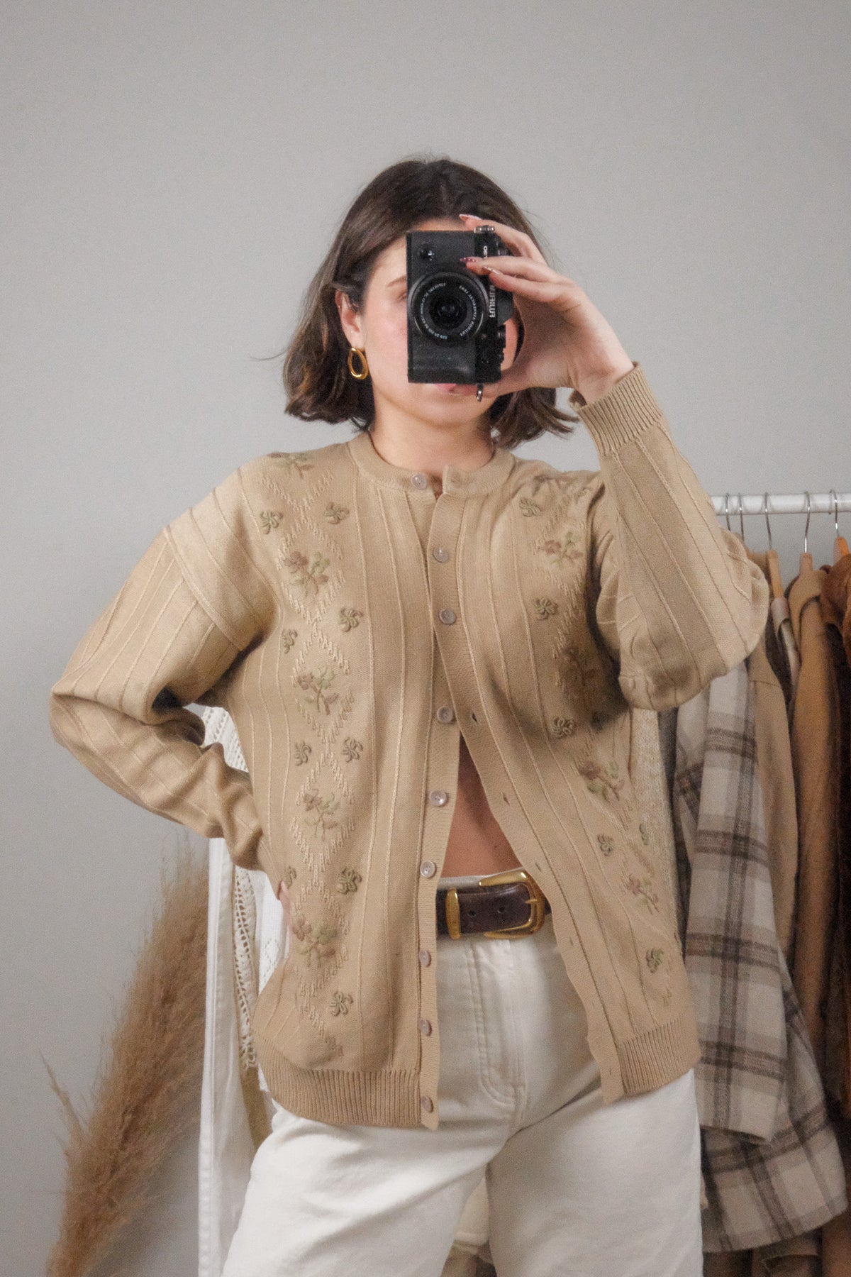 Vintage x Textured Flower Cardigan (M)