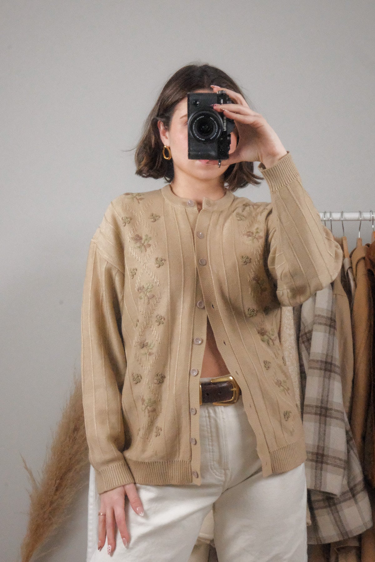 Vintage x Textured Flower Cardigan (M)