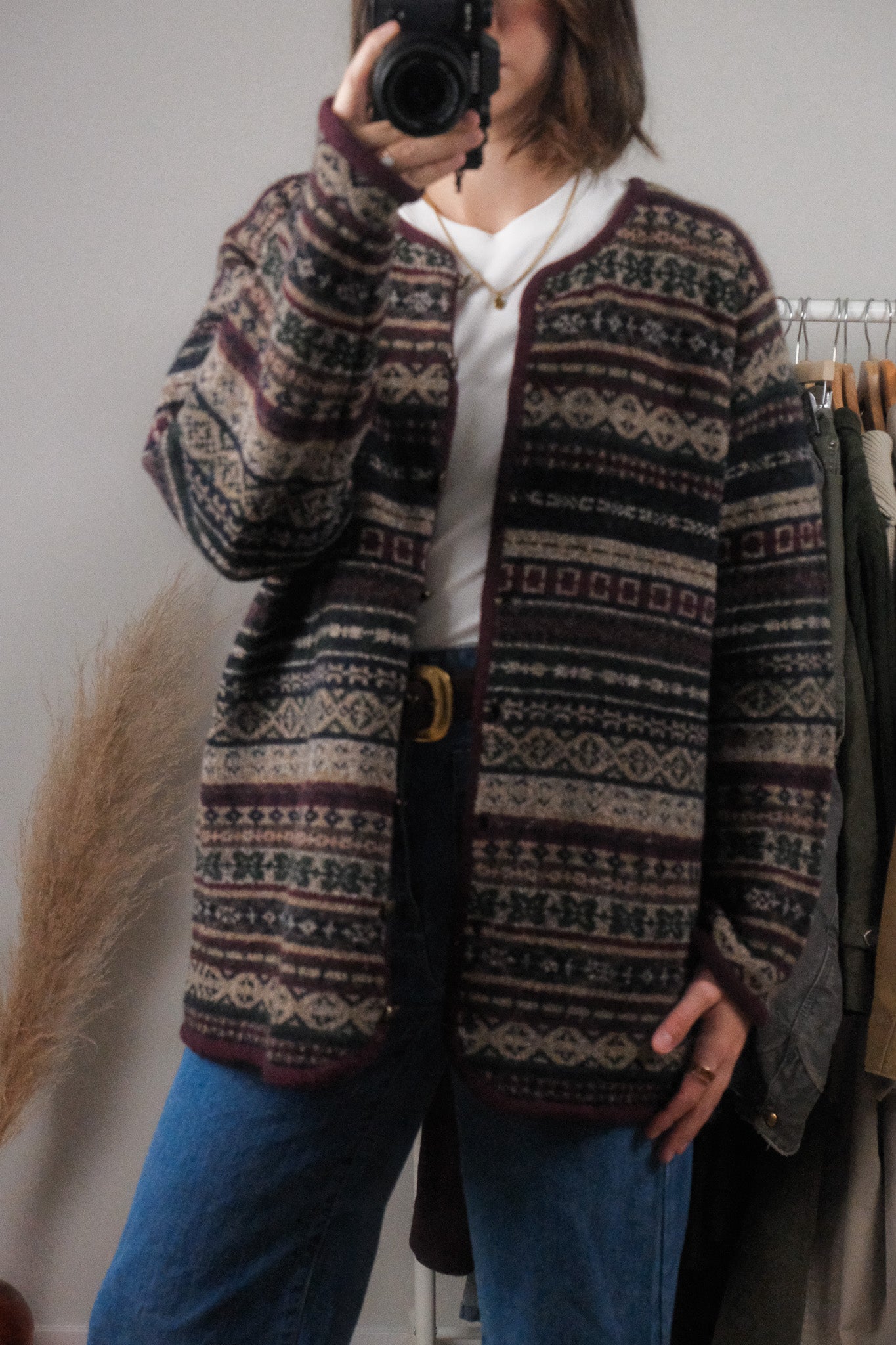 Vintage x Wool Patterned Cardigan (M/L)