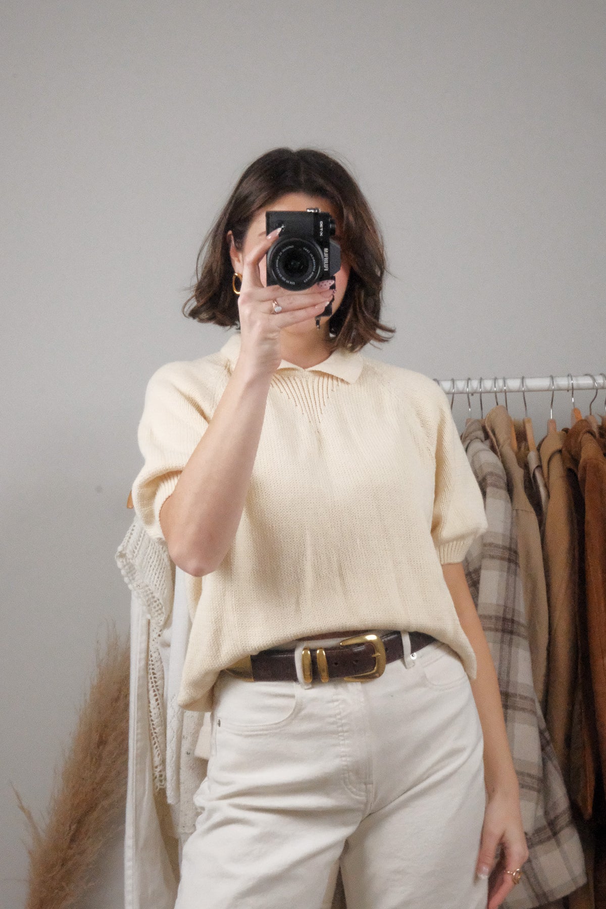 Vintage x Collared Short-Sleeve Knit (L)