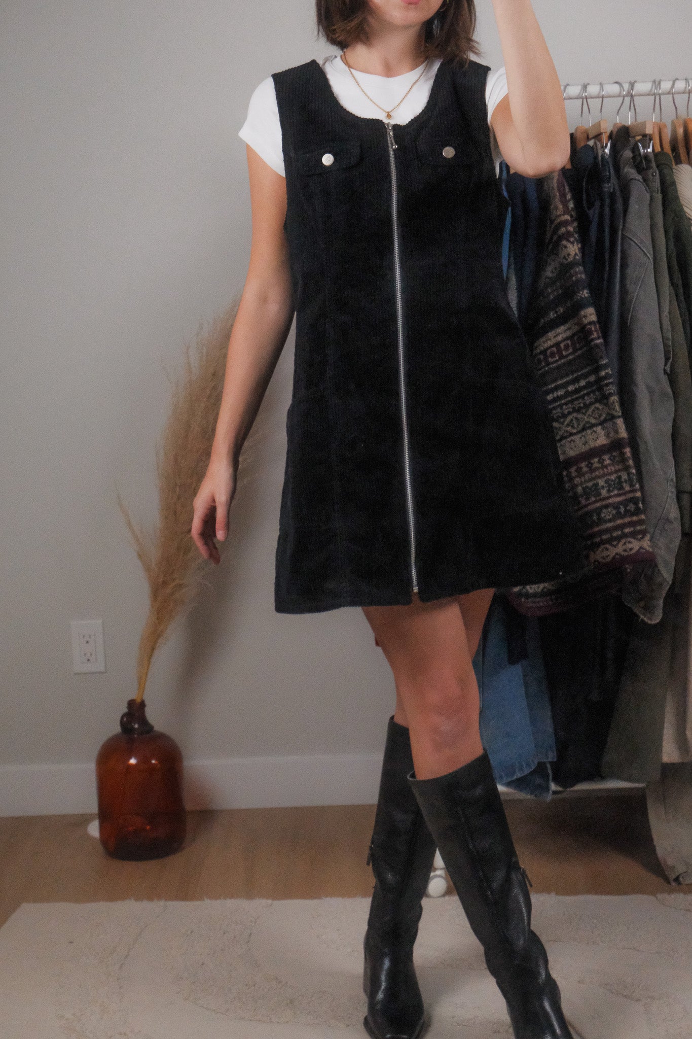 Vintage x Cotton Corduroy Zip Up Dress (M/L)