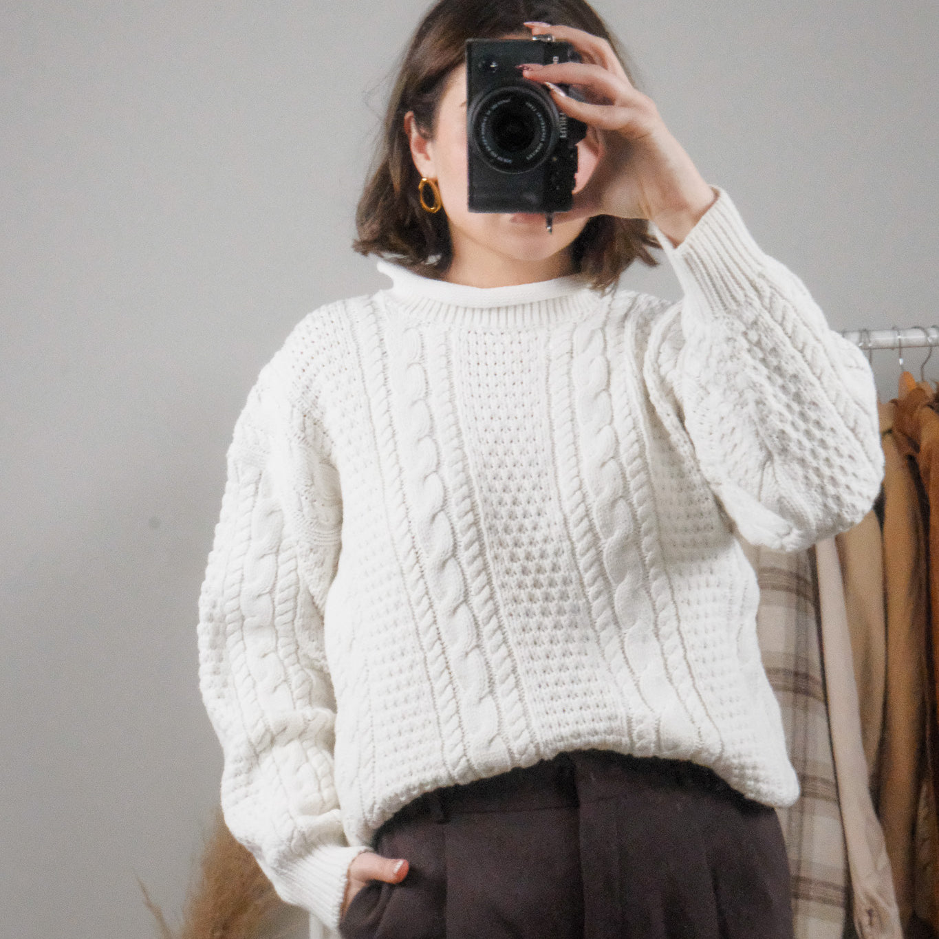 Vintage x Cotton Chunky Rolled-Neck Sweater (S)