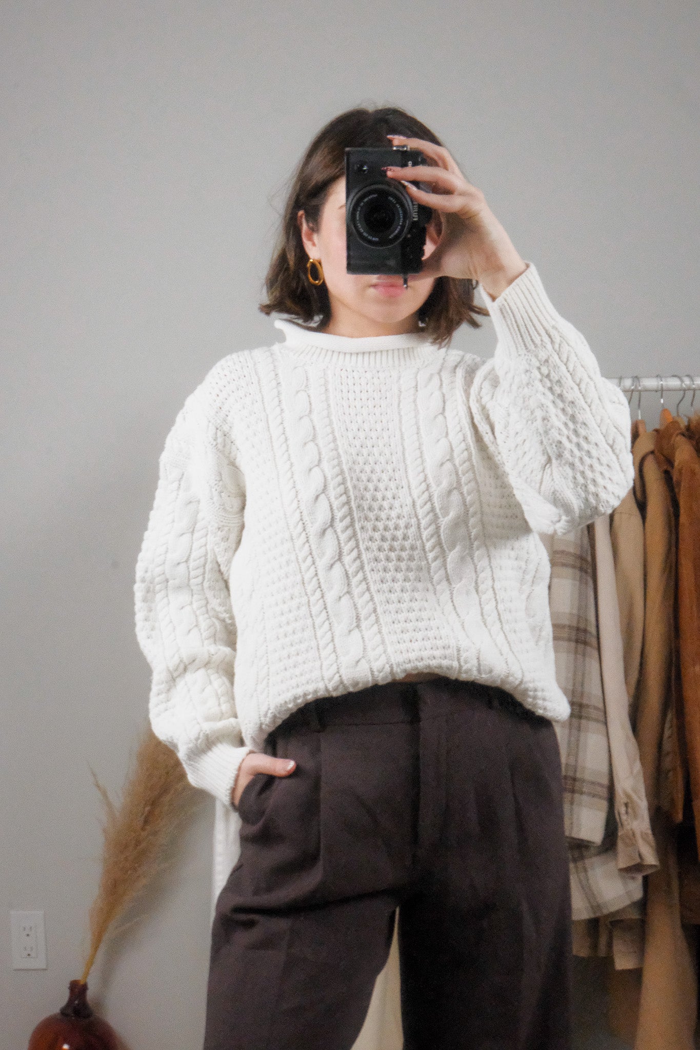 Vintage x Cotton Chunky Rolled-Neck Sweater (S)