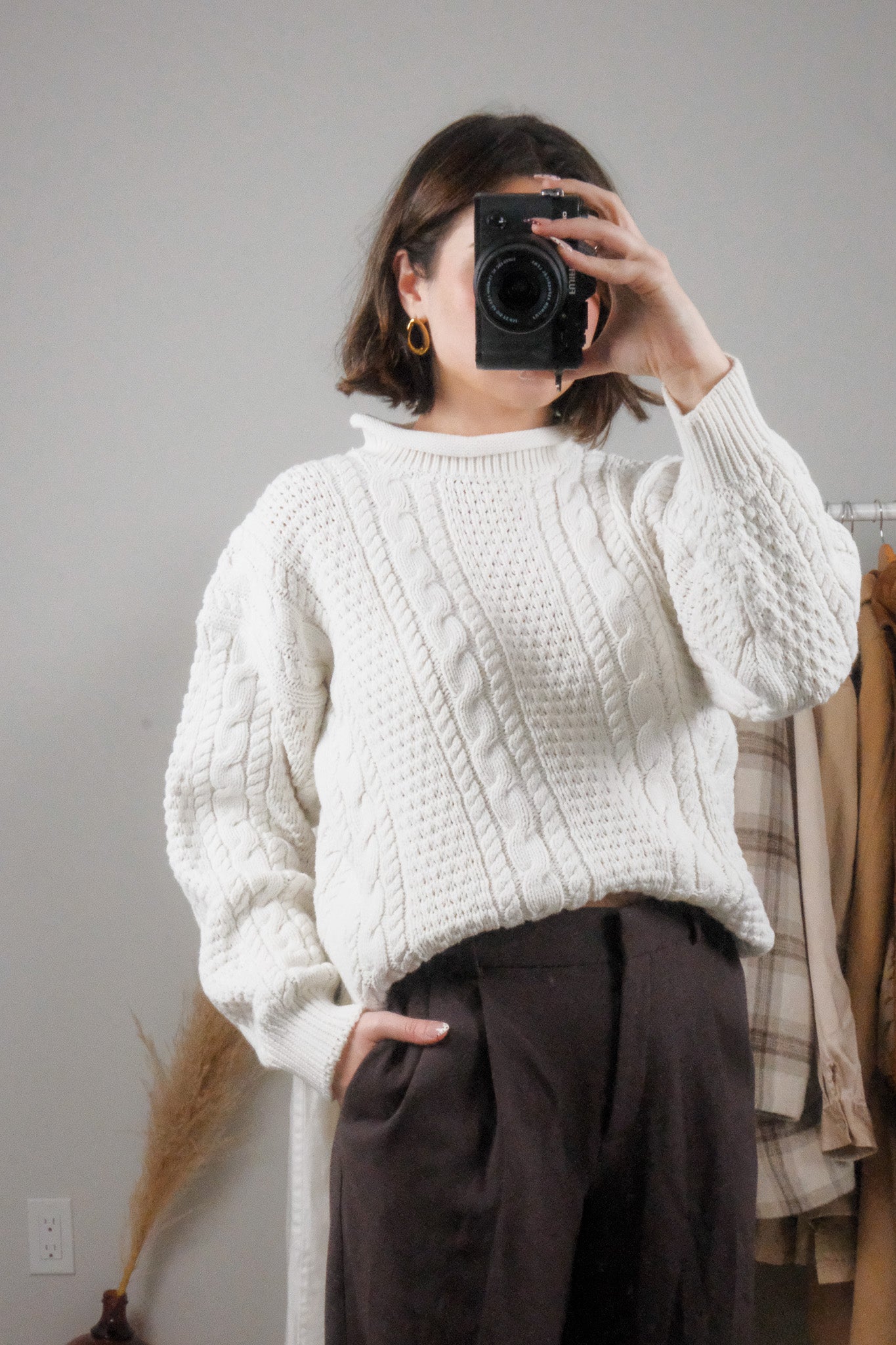 Vintage x Cotton Chunky Rolled-Neck Sweater (S)
