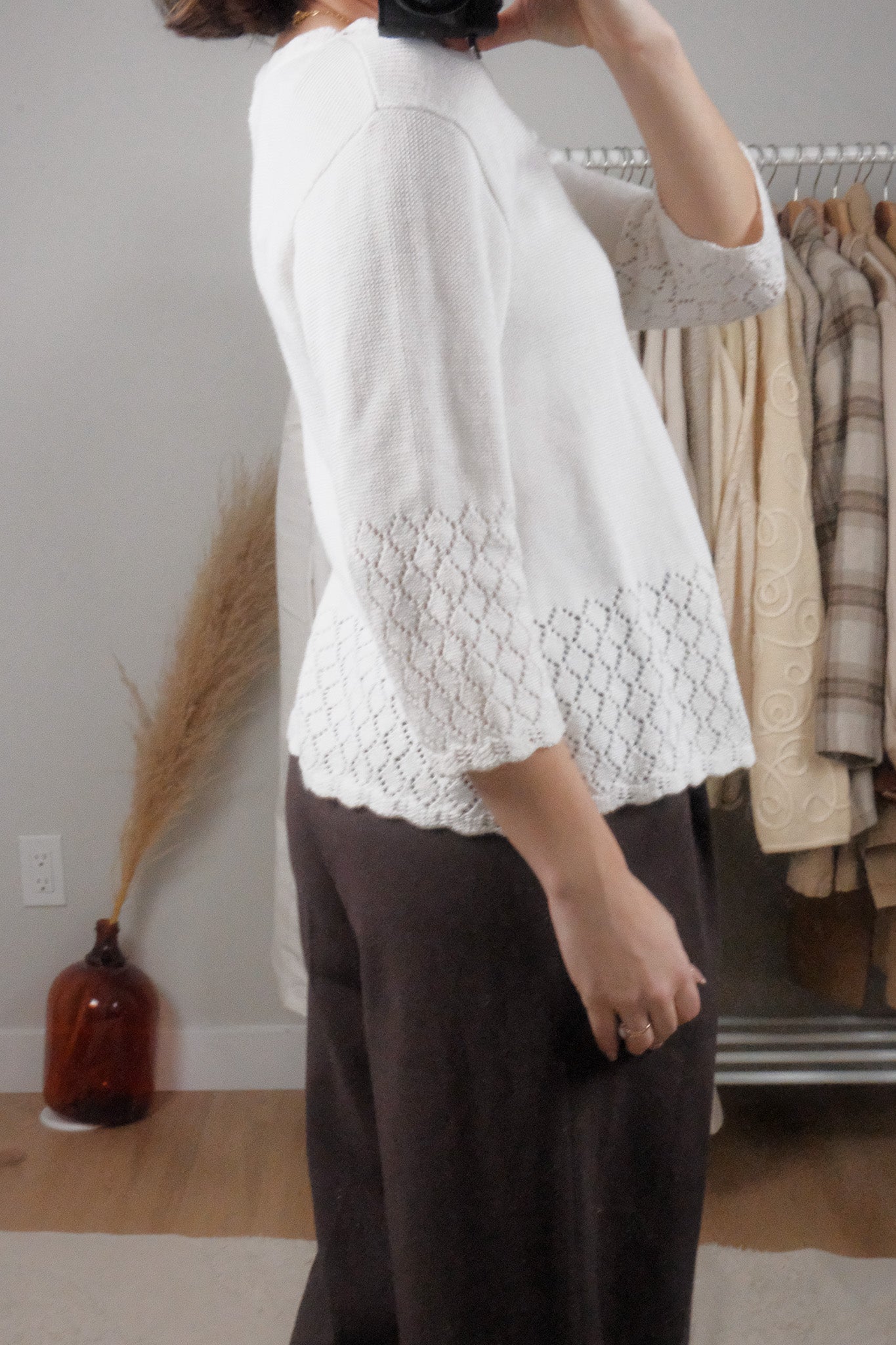 Made in USA x Vintage x Knit 3/4 Sleeve Knit (L)