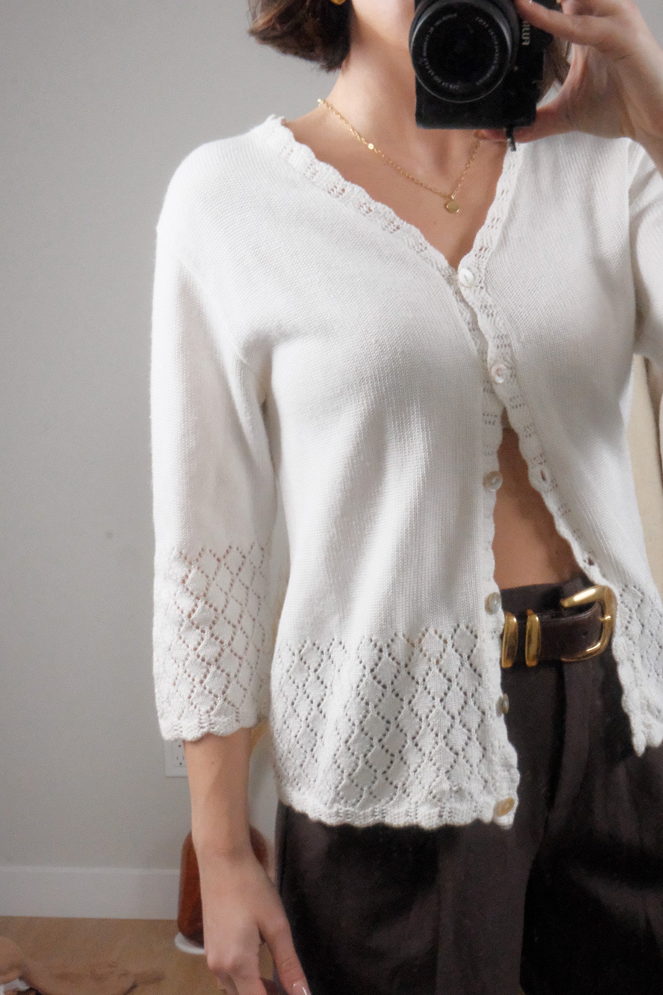 Made in USA x Vintage x Knit 3/4 Sleeve Knit (L)