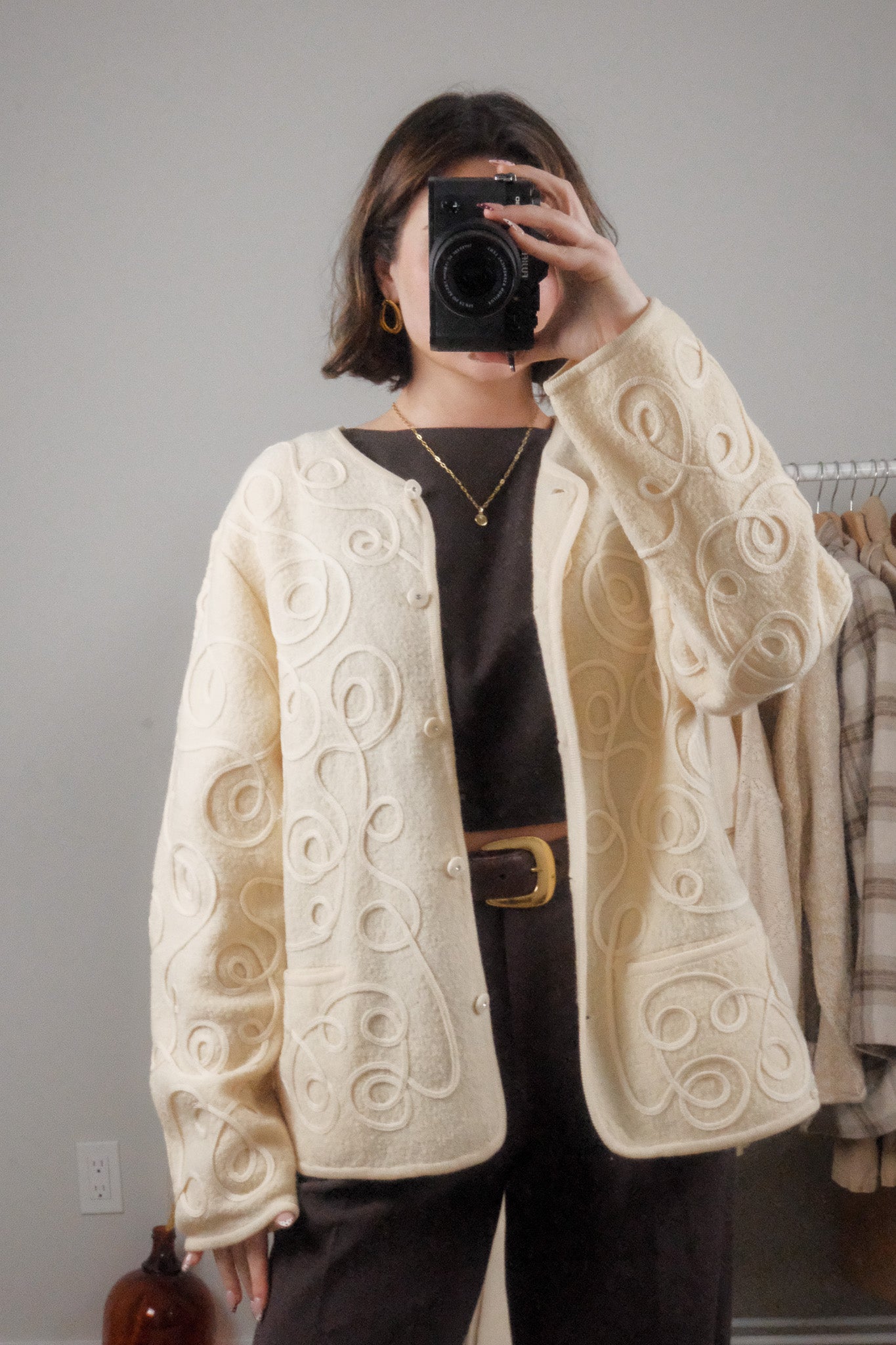 Vintage x 100% Wool Wavy Textured Shacket (L)
