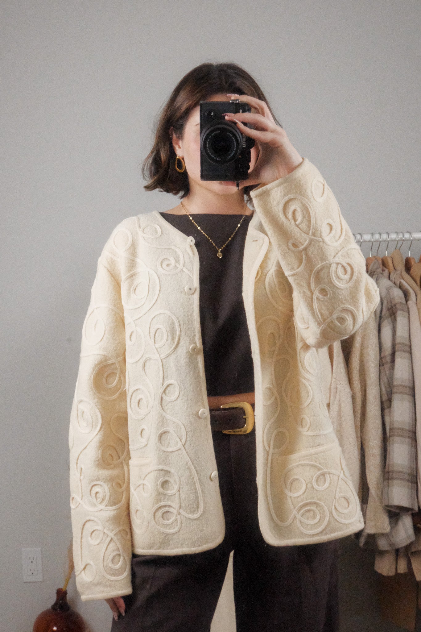 Vintage x 100% Wool Wavy Textured Shacket (L)