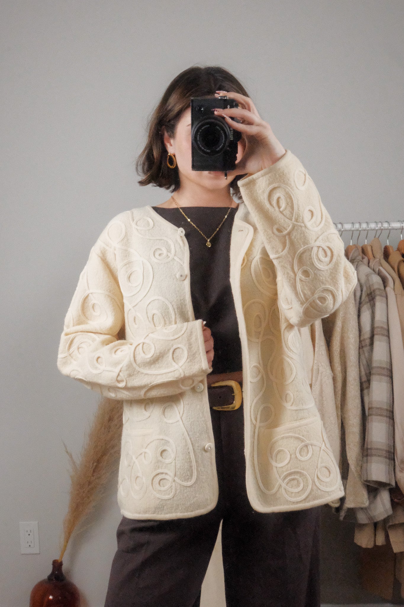 Vintage x 100% Wool Wavy Textured Shacket (L)