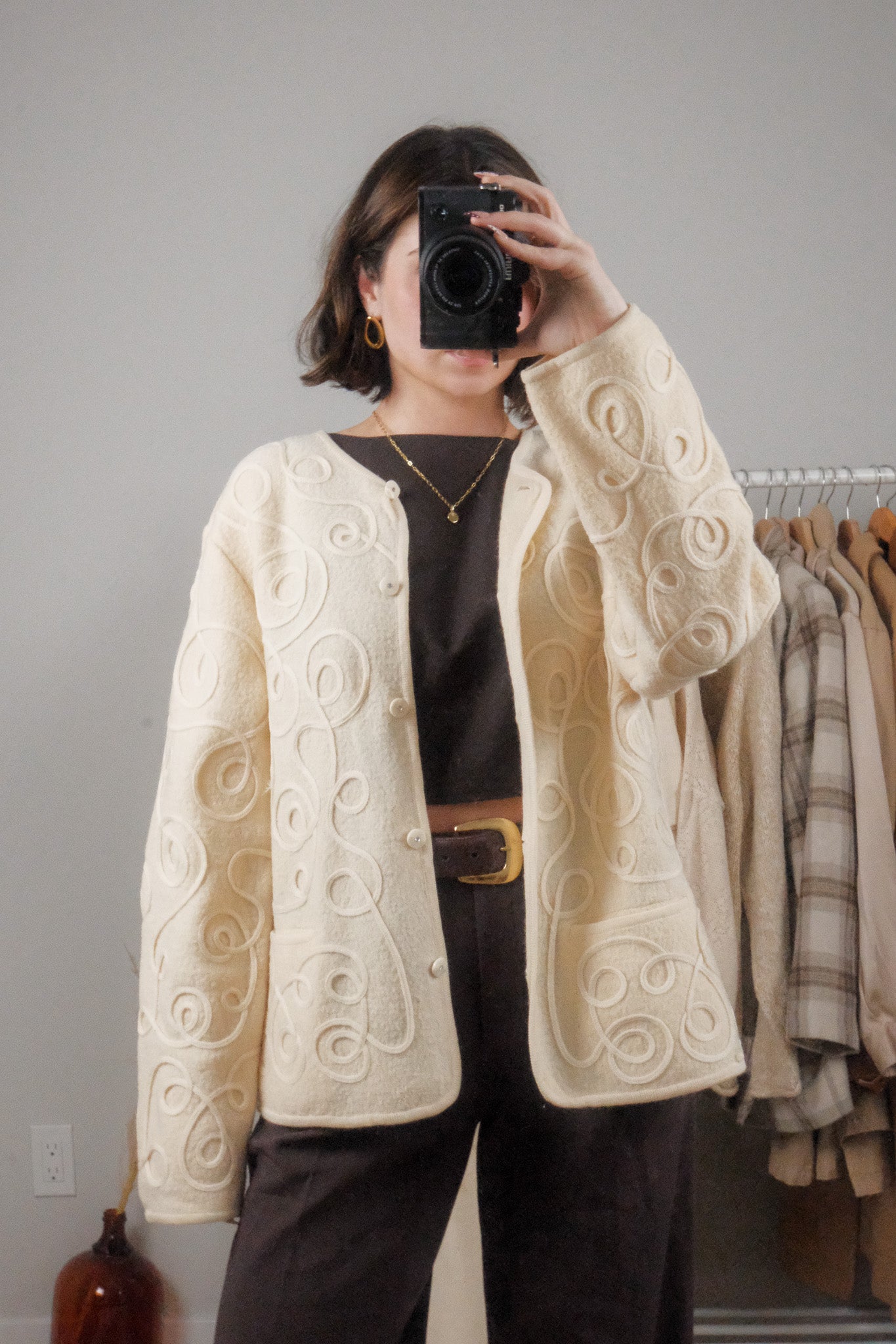 Vintage x 100% Wool Wavy Textured Shacket (L)