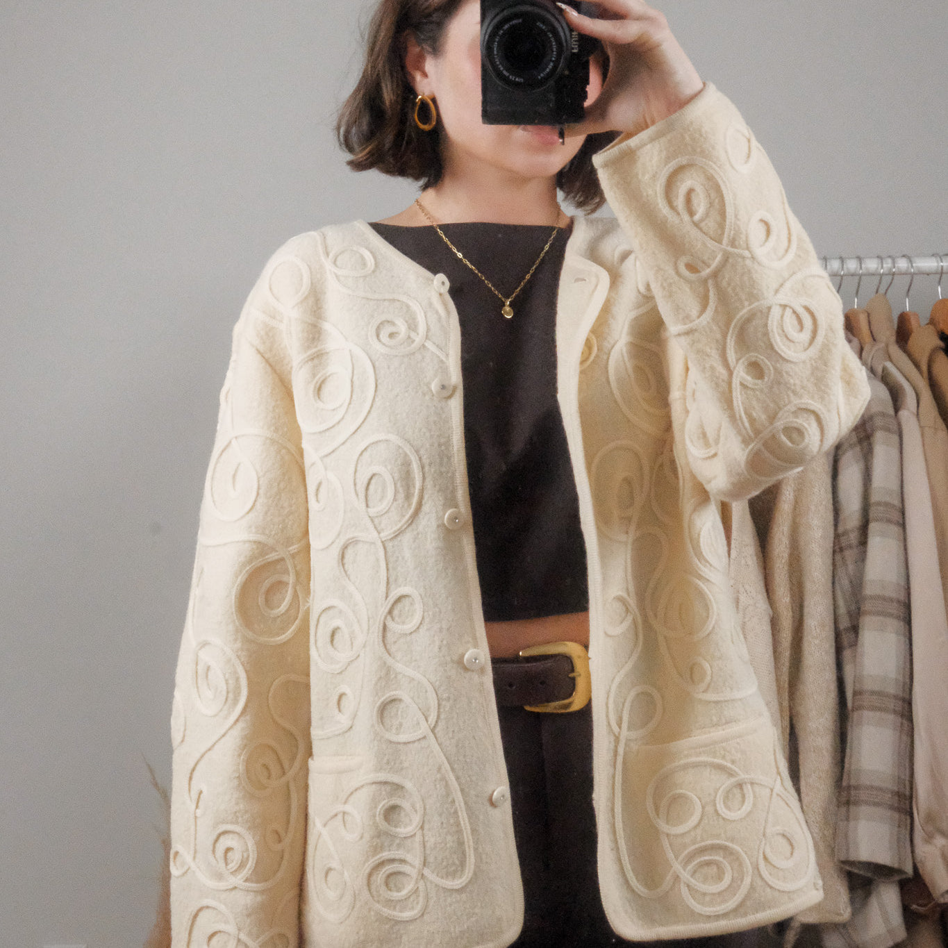 Vintage x 100% Wool Wavy Textured Shacket (L)