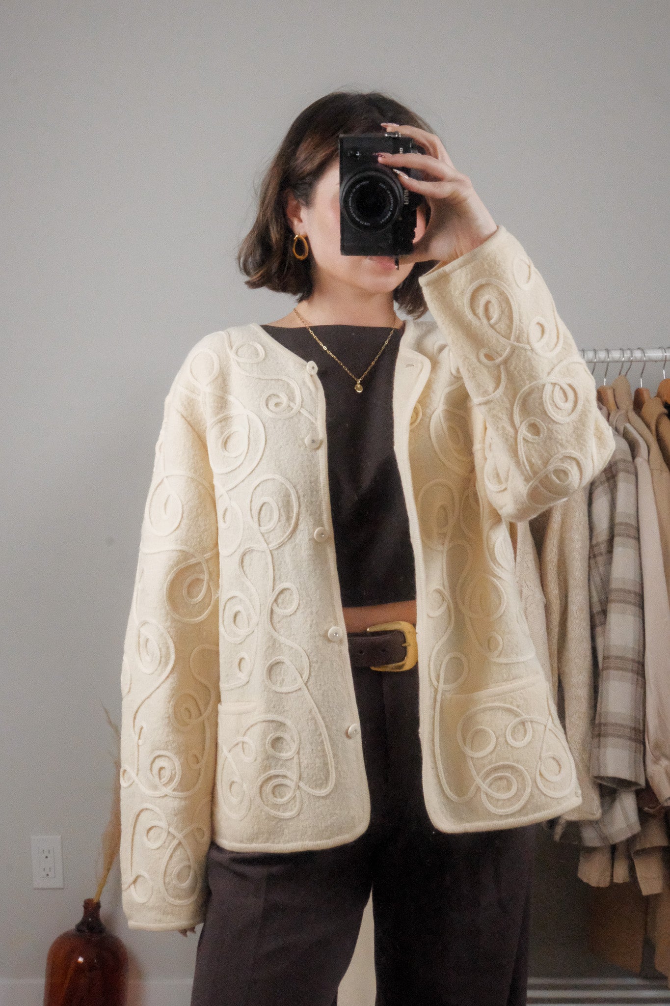 Vintage x 100% Wool Wavy Textured Shacket (L)