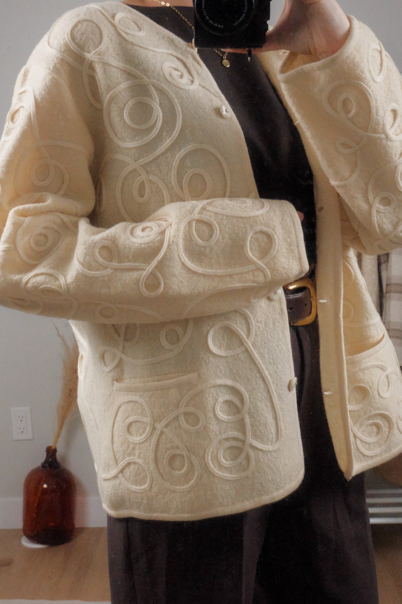 Vintage x 100% Wool Wavy Textured Shacket (L)