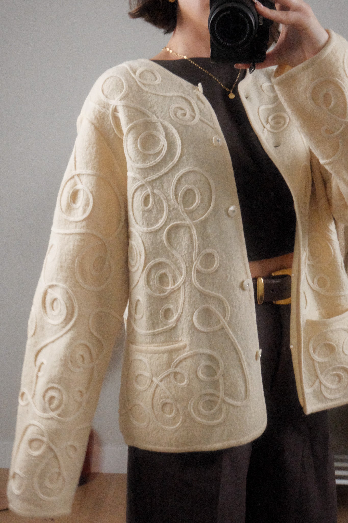 Vintage x 100% Wool Wavy Textured Shacket (L)