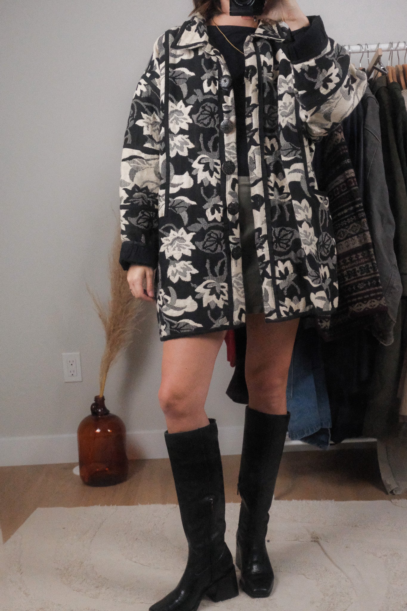 Vintage x Cotton Lined Tapestry Patterned Jacket (L)