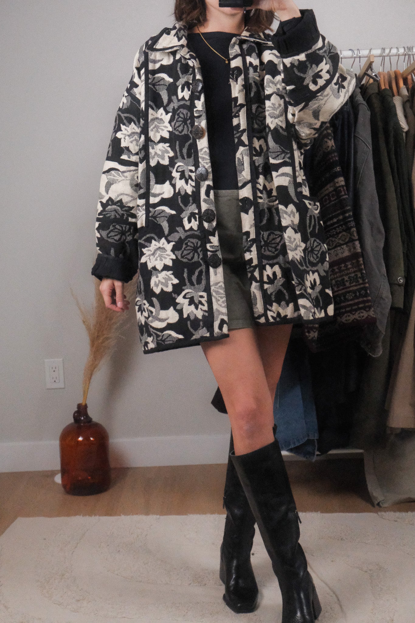 Vintage x Cotton Lined Tapestry Patterned Jacket (L)