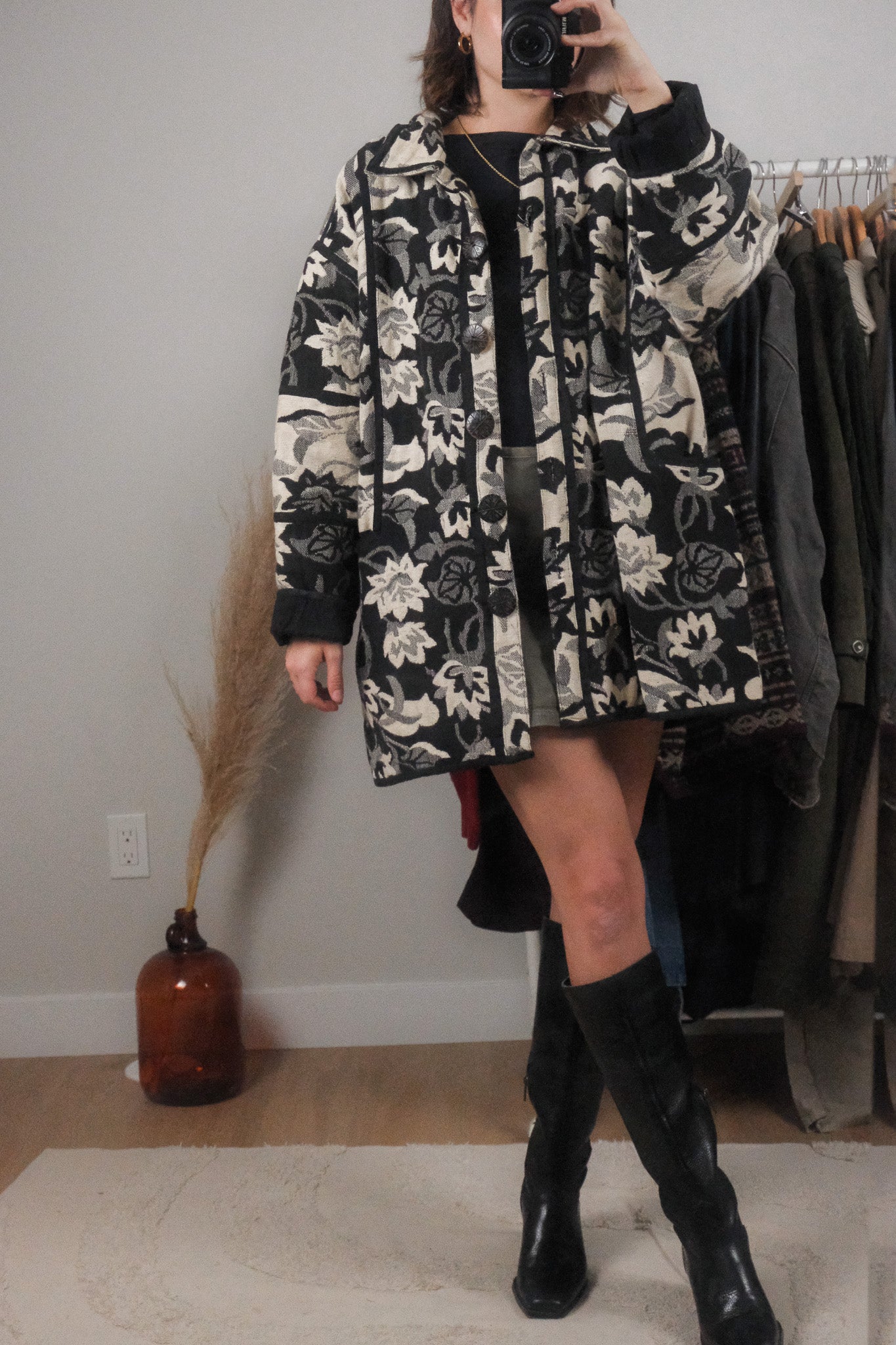 Vintage x Cotton Lined Tapestry Patterned Jacket (L)