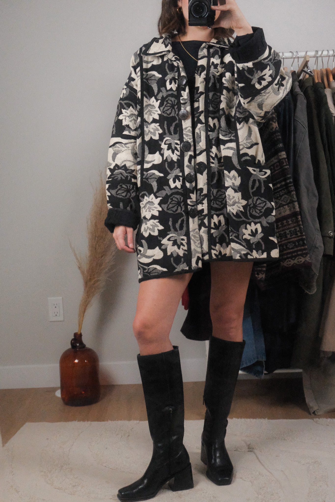 Vintage x Cotton Lined Tapestry Patterned Jacket (L)