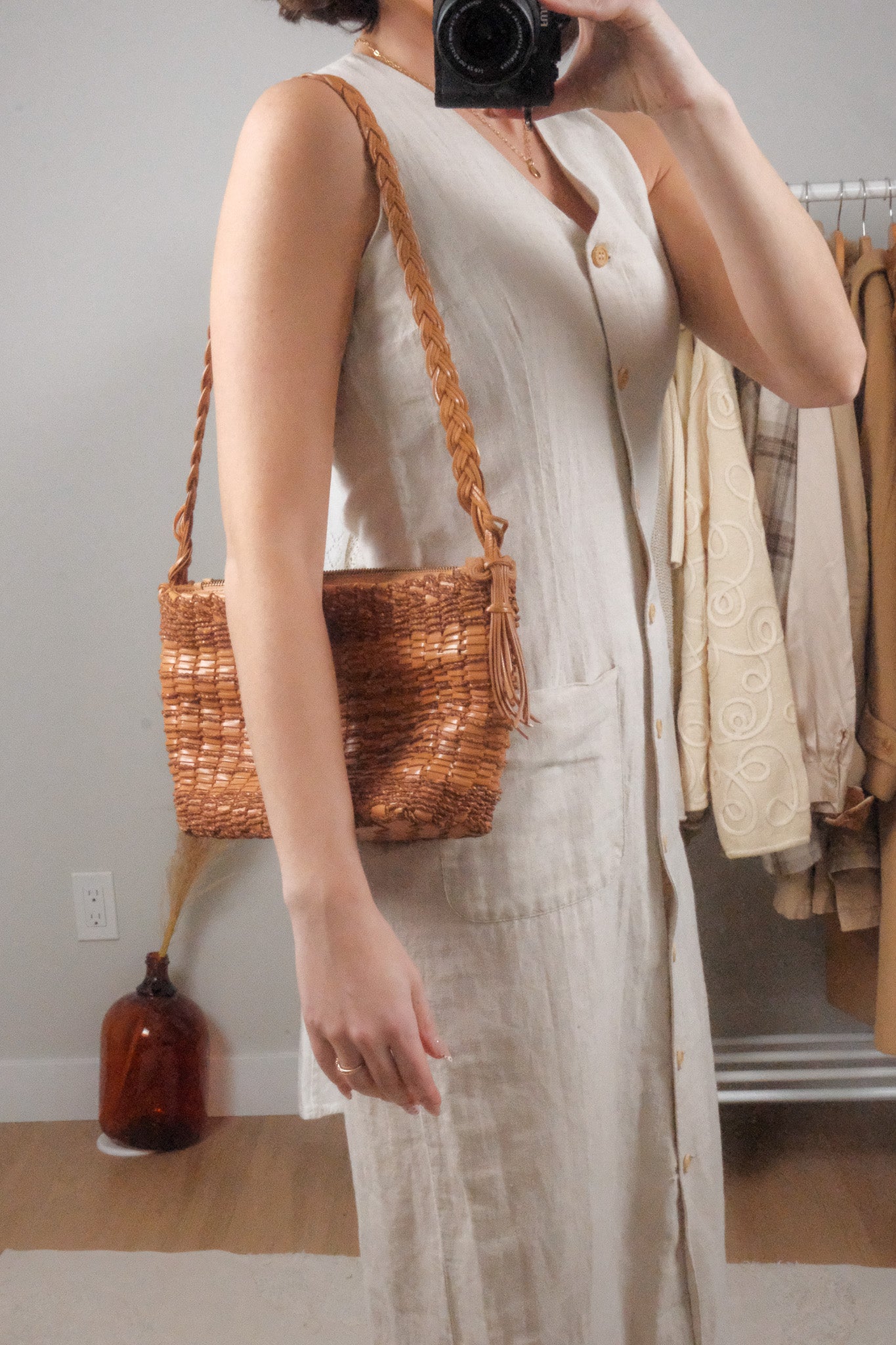 Vintage x Leather Woven Purse