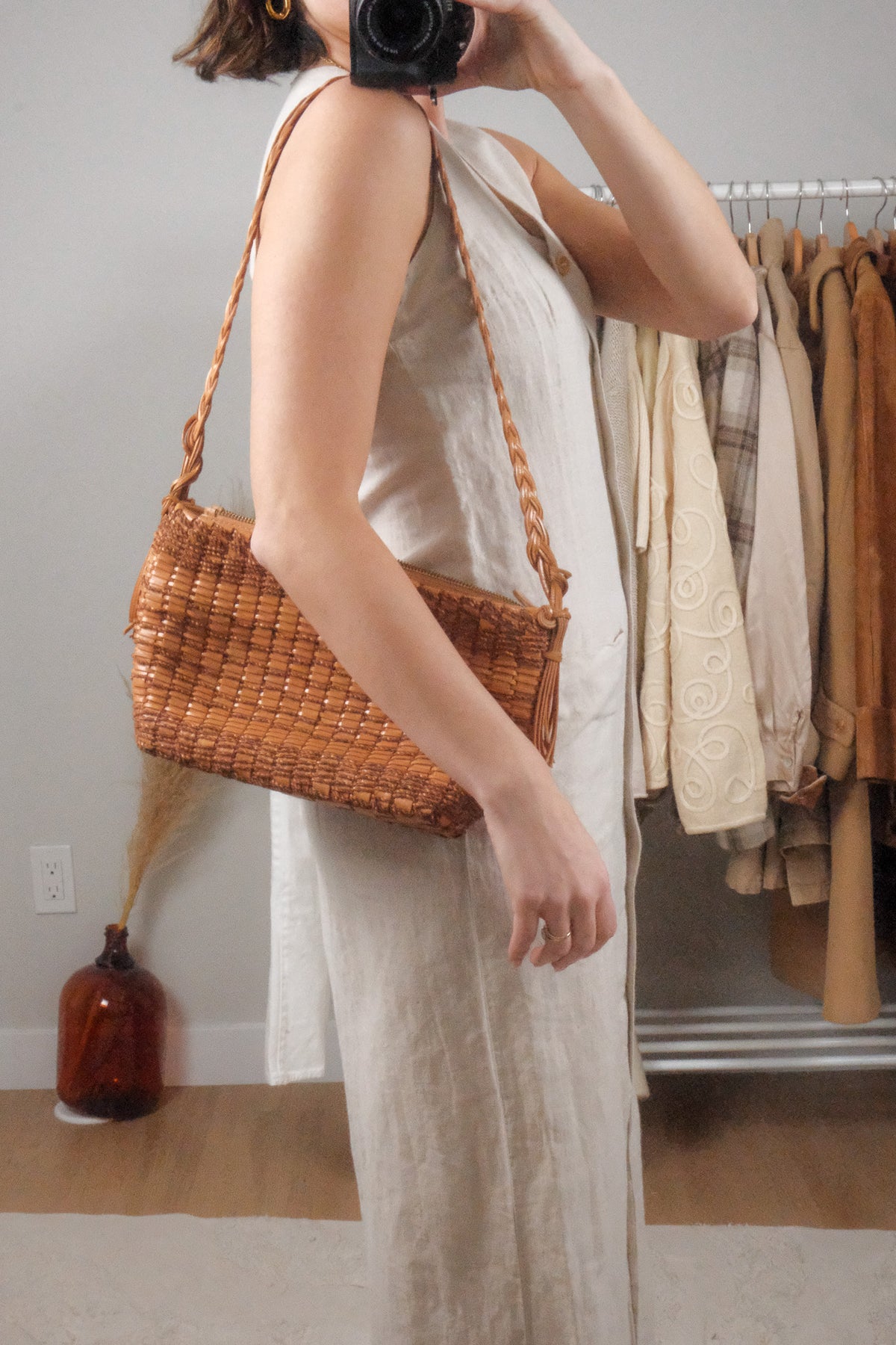 Vintage x Leather Woven Purse
