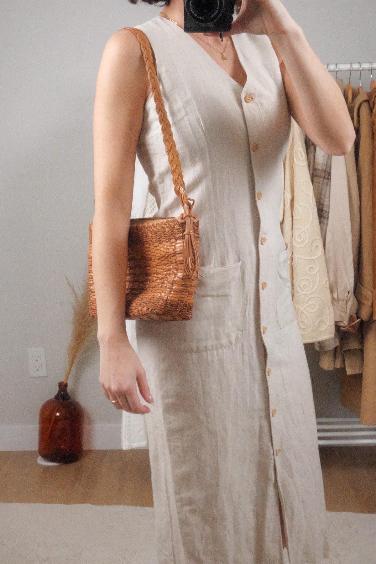 Vintage x Leather Woven Purse