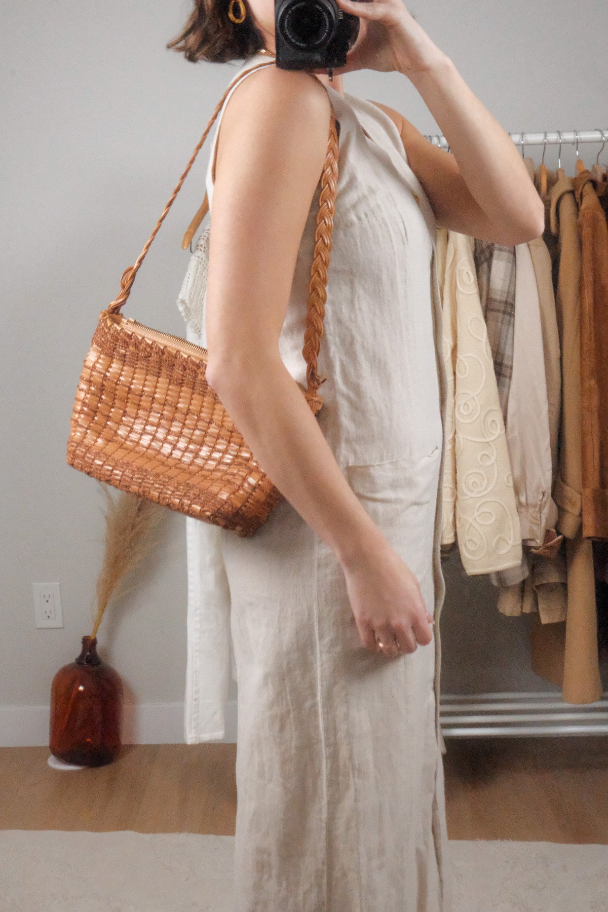 Vintage x Leather Woven Purse