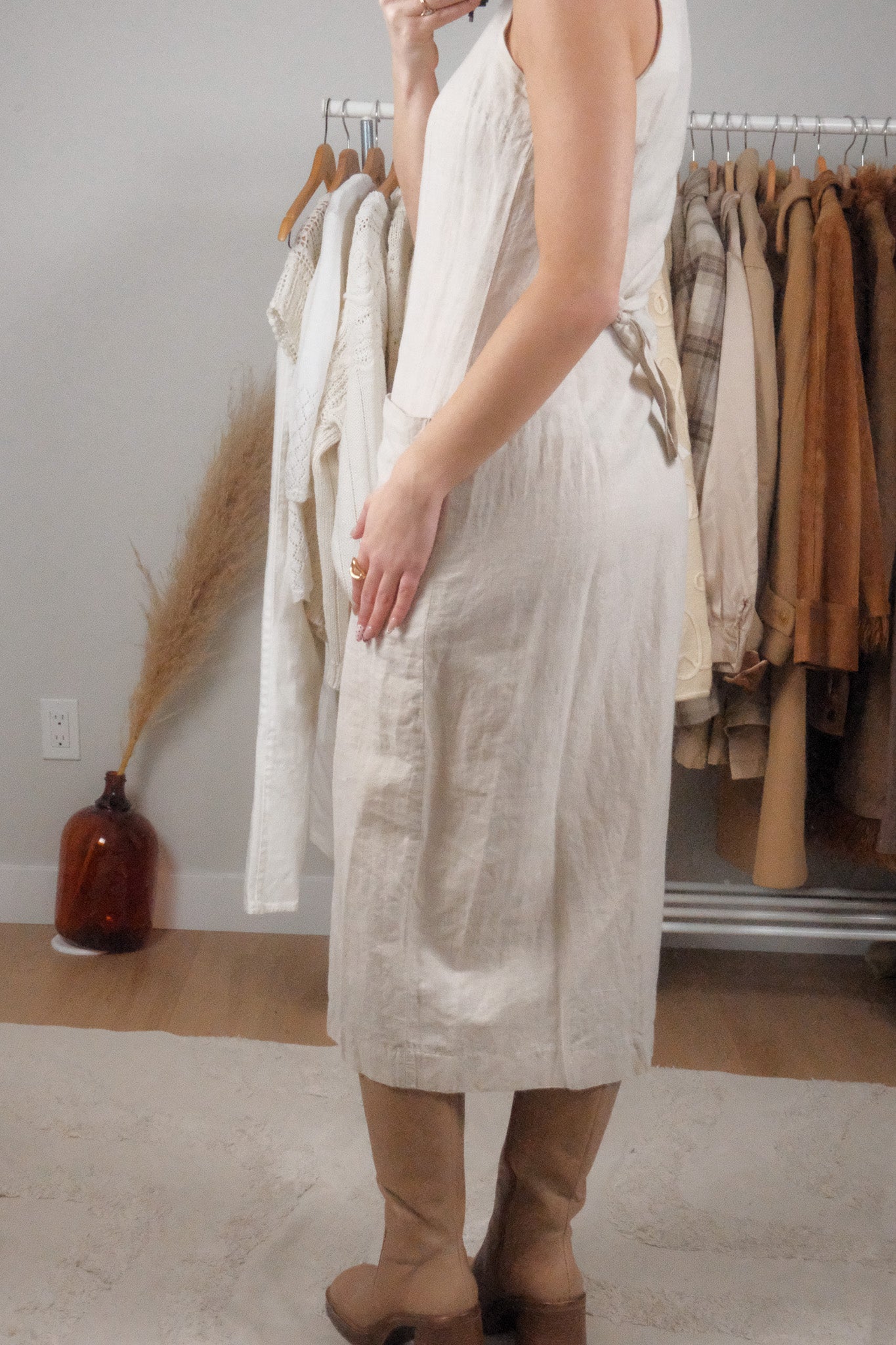 Vintage x Linen/Cotton Button Maxi Dress (6)