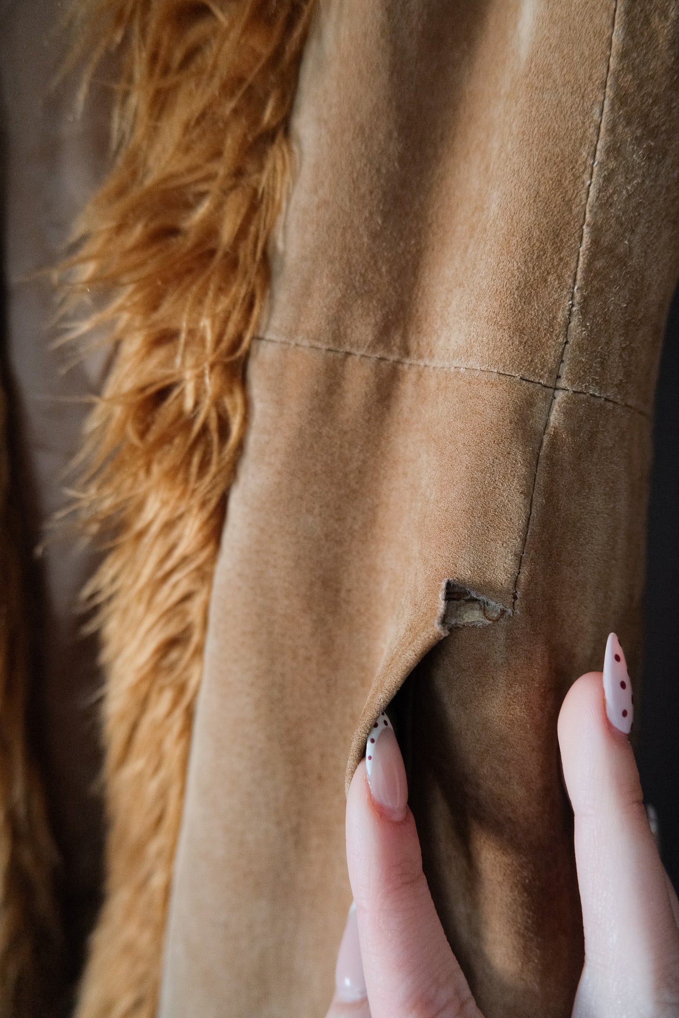 Vintage x 100% Suede & Faux Fur Long Jacket (S)