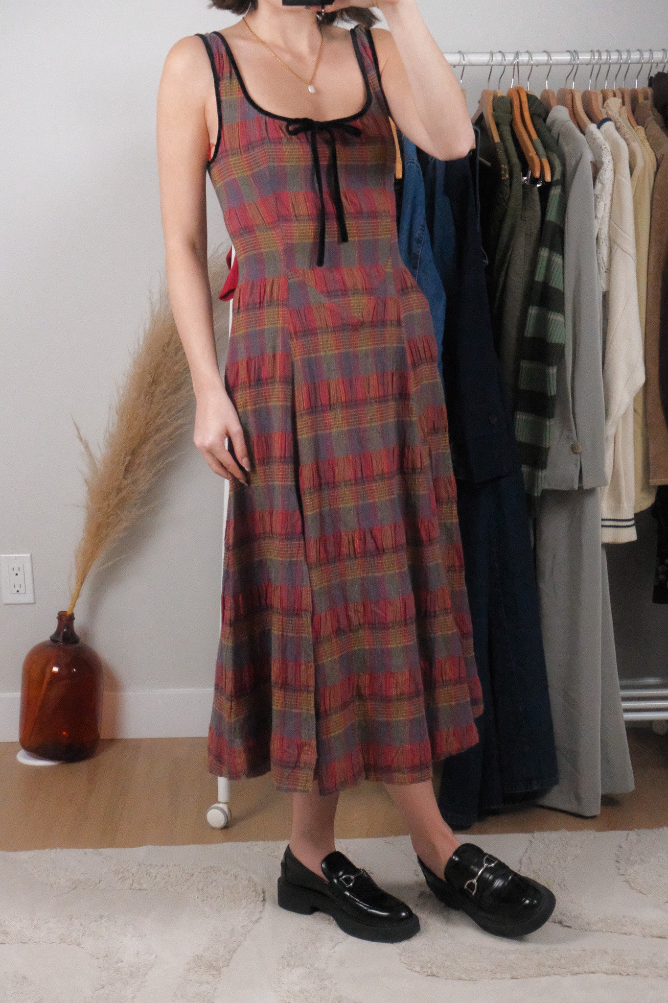 Free People x Cotton/Linen Plaid Maxi Dress (6/8)
