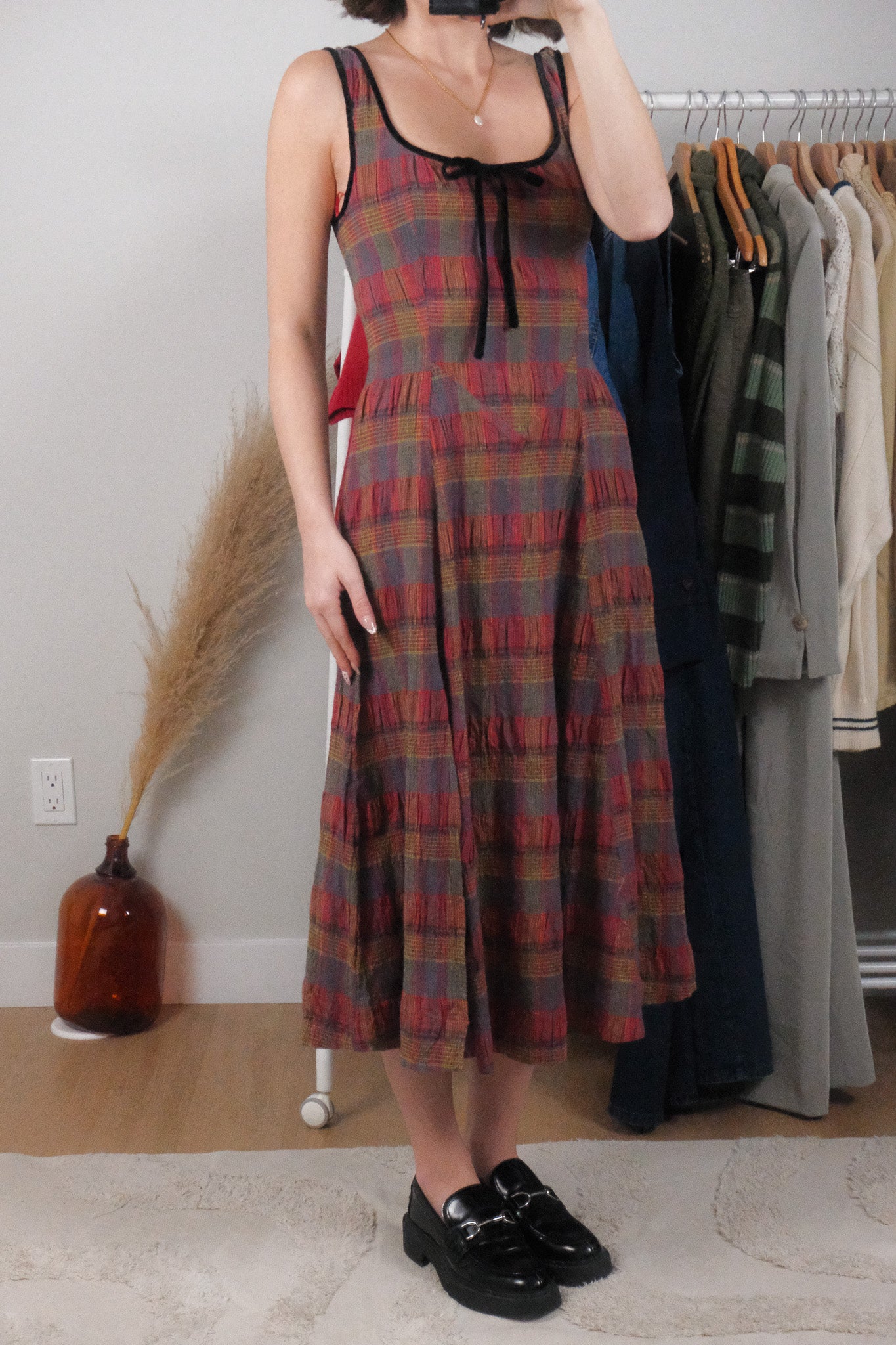 Free People x Cotton/Linen Plaid Maxi Dress (6/8)