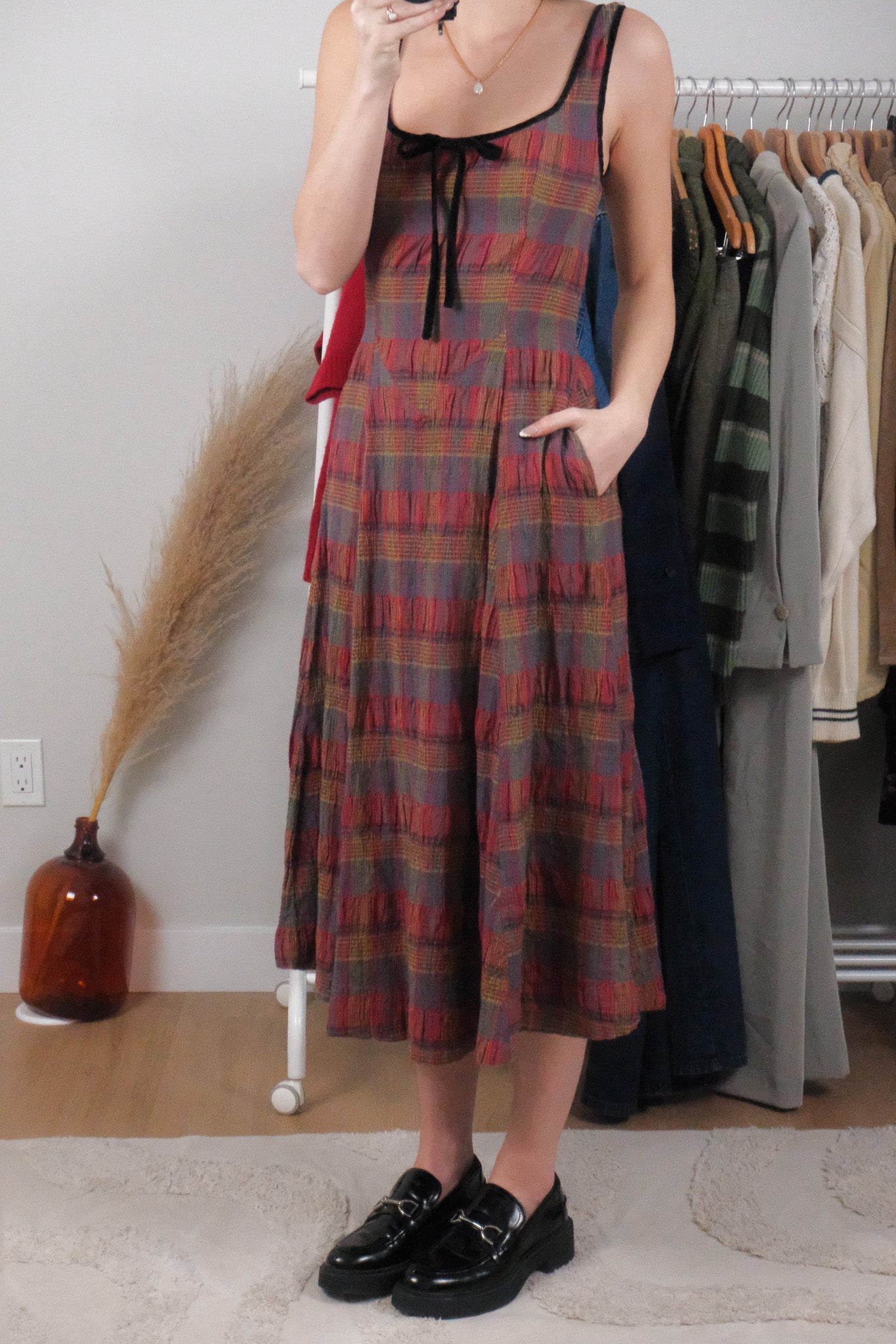 Free People x Cotton/Linen Plaid Maxi Dress (6/8)