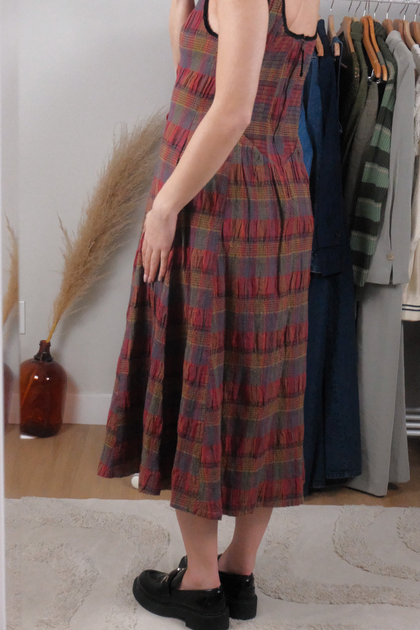 Free People x Cotton/Linen Plaid Maxi Dress (6/8)