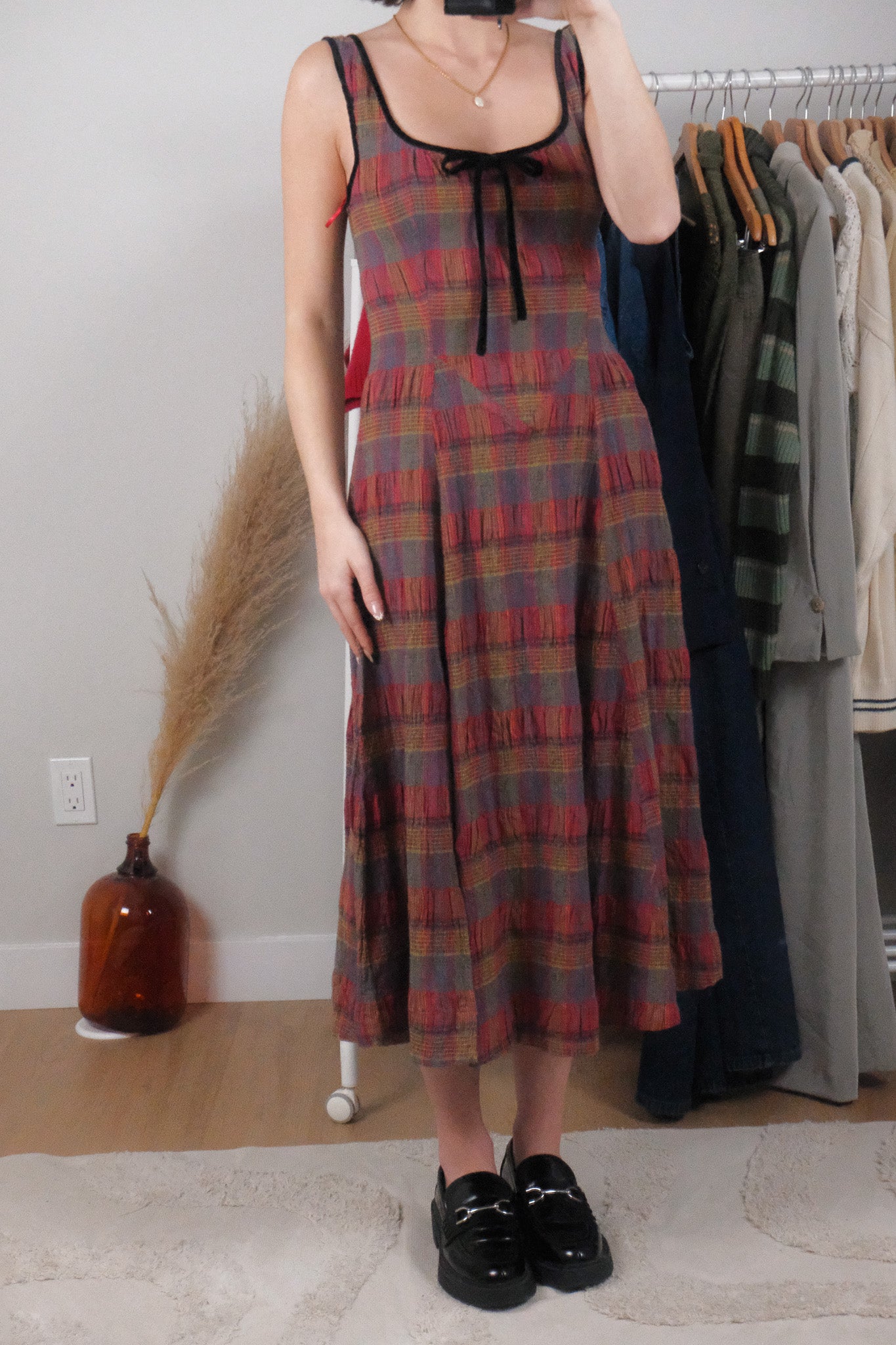 Free People x Cotton/Linen Plaid Maxi Dress (6/8)