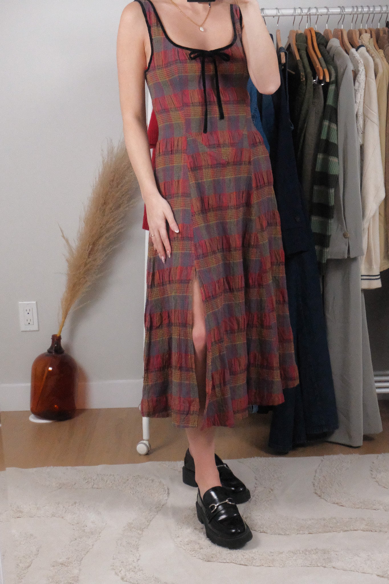 Free People x Cotton/Linen Plaid Maxi Dress (6/8)