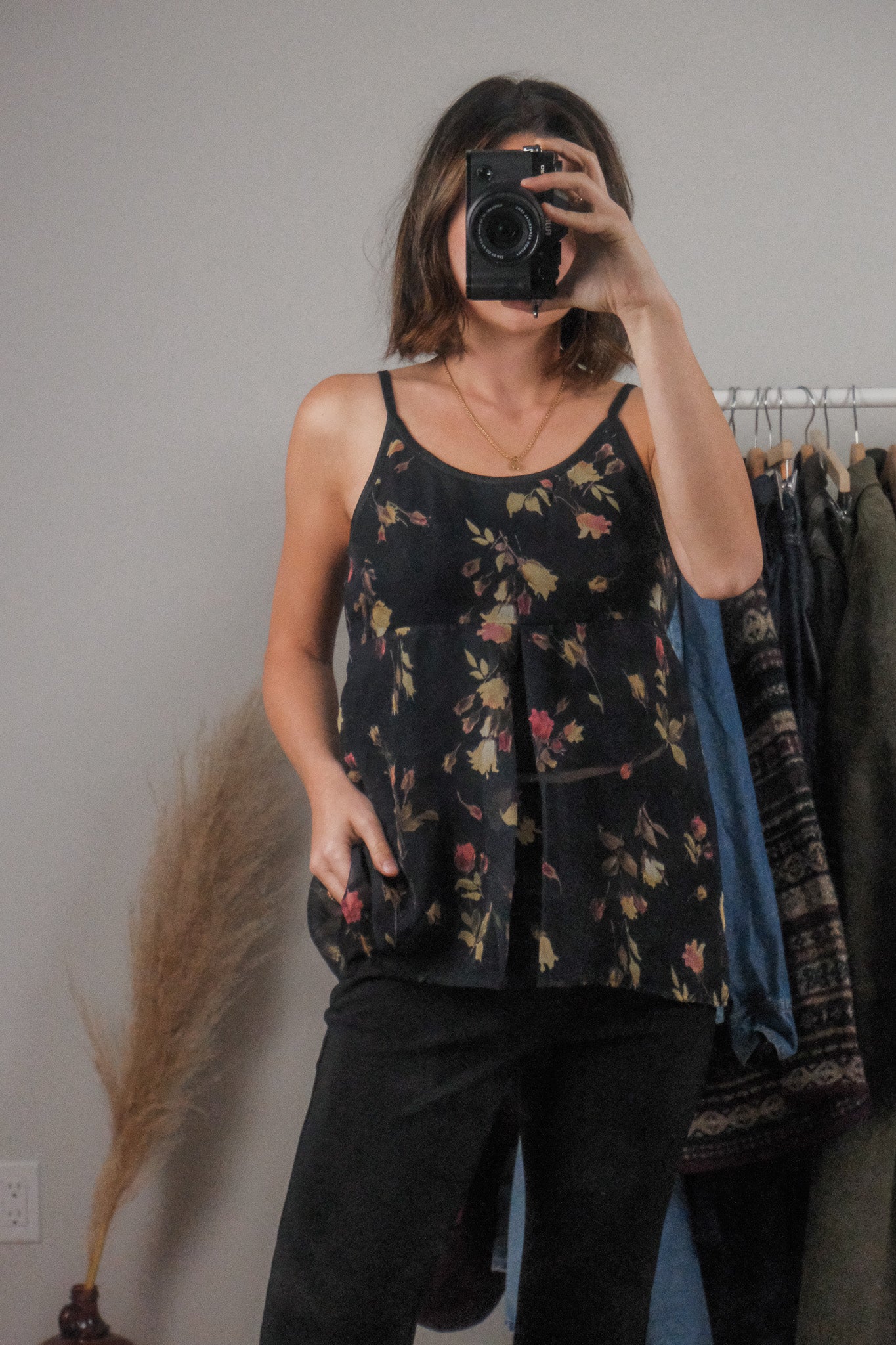 Made in the USA x Vintage x Floral Tie Back Tank (S)