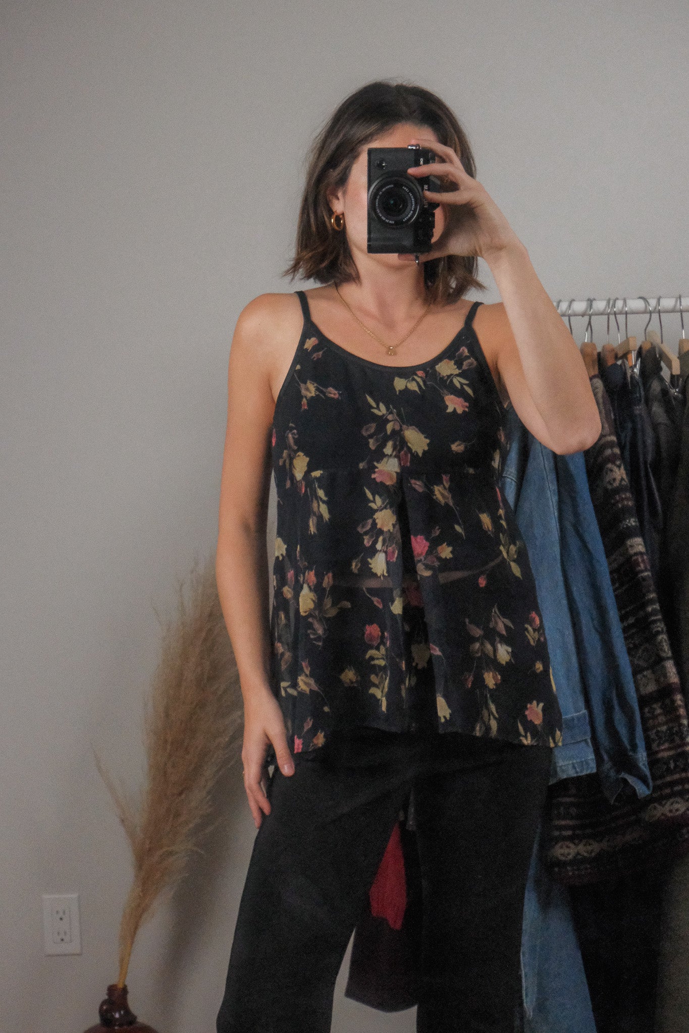 Made in the USA x Vintage x Floral Tie Back Tank (S)