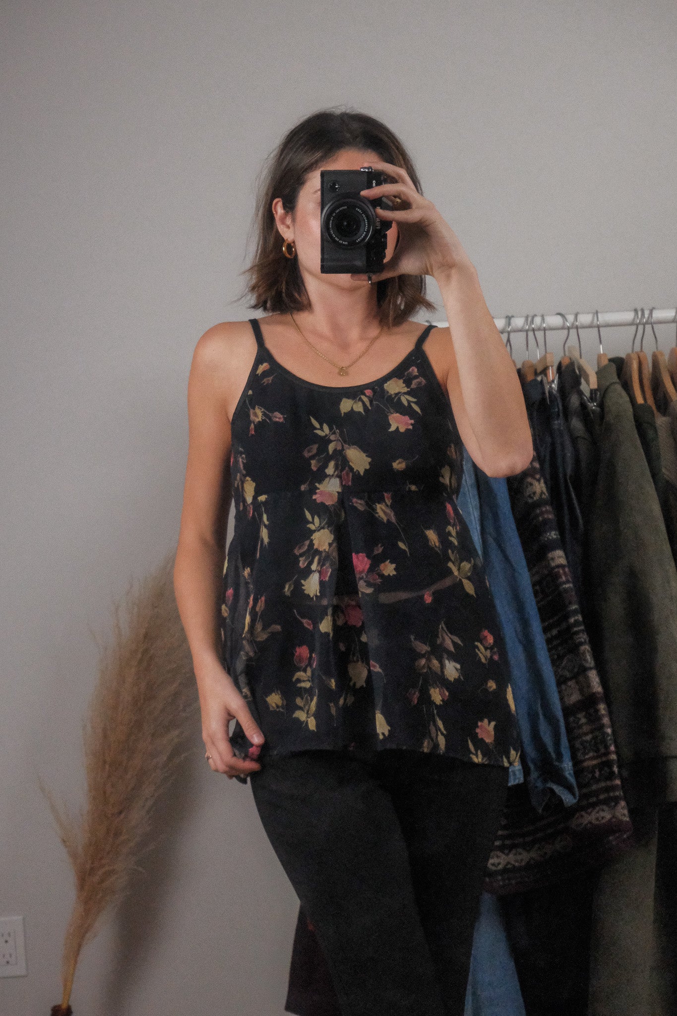 Made in the USA x Vintage x Floral Tie Back Tank (S)