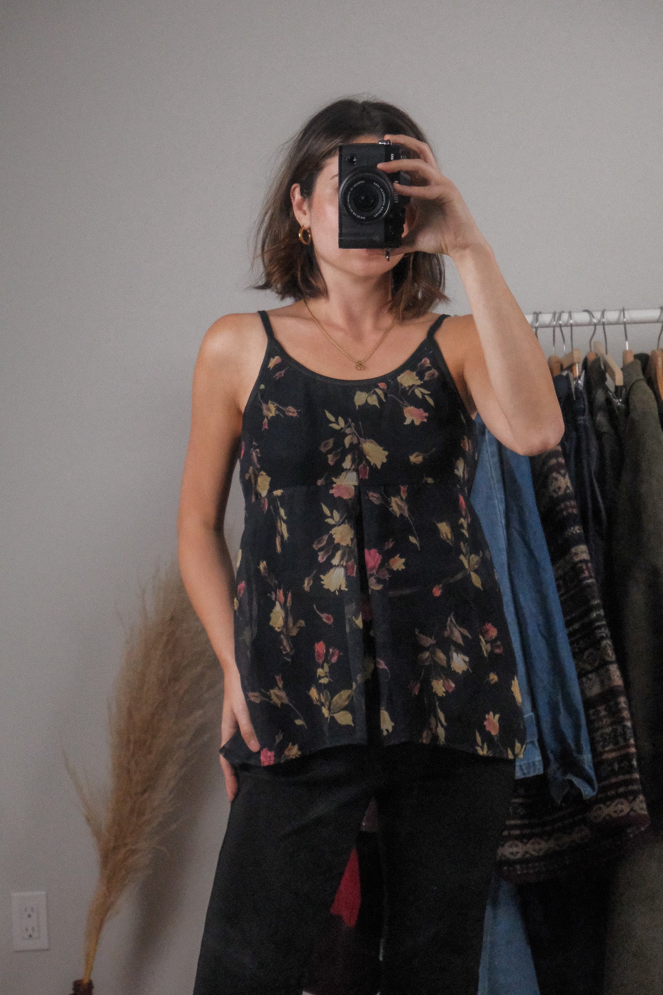 Made in the USA x Vintage x Floral Tie Back Tank (S)