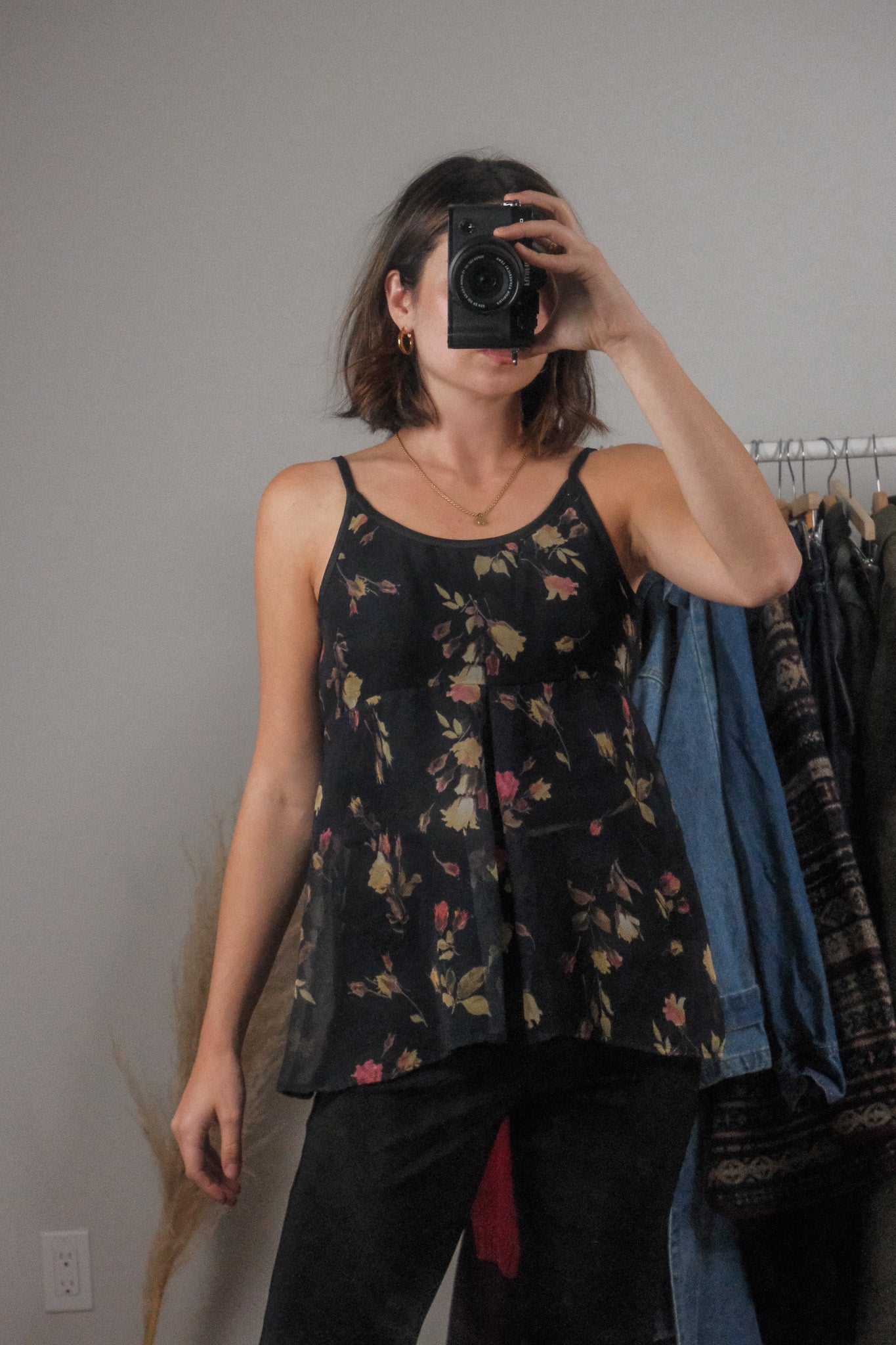 Made in the USA x Vintage x Floral Tie Back Tank (S)