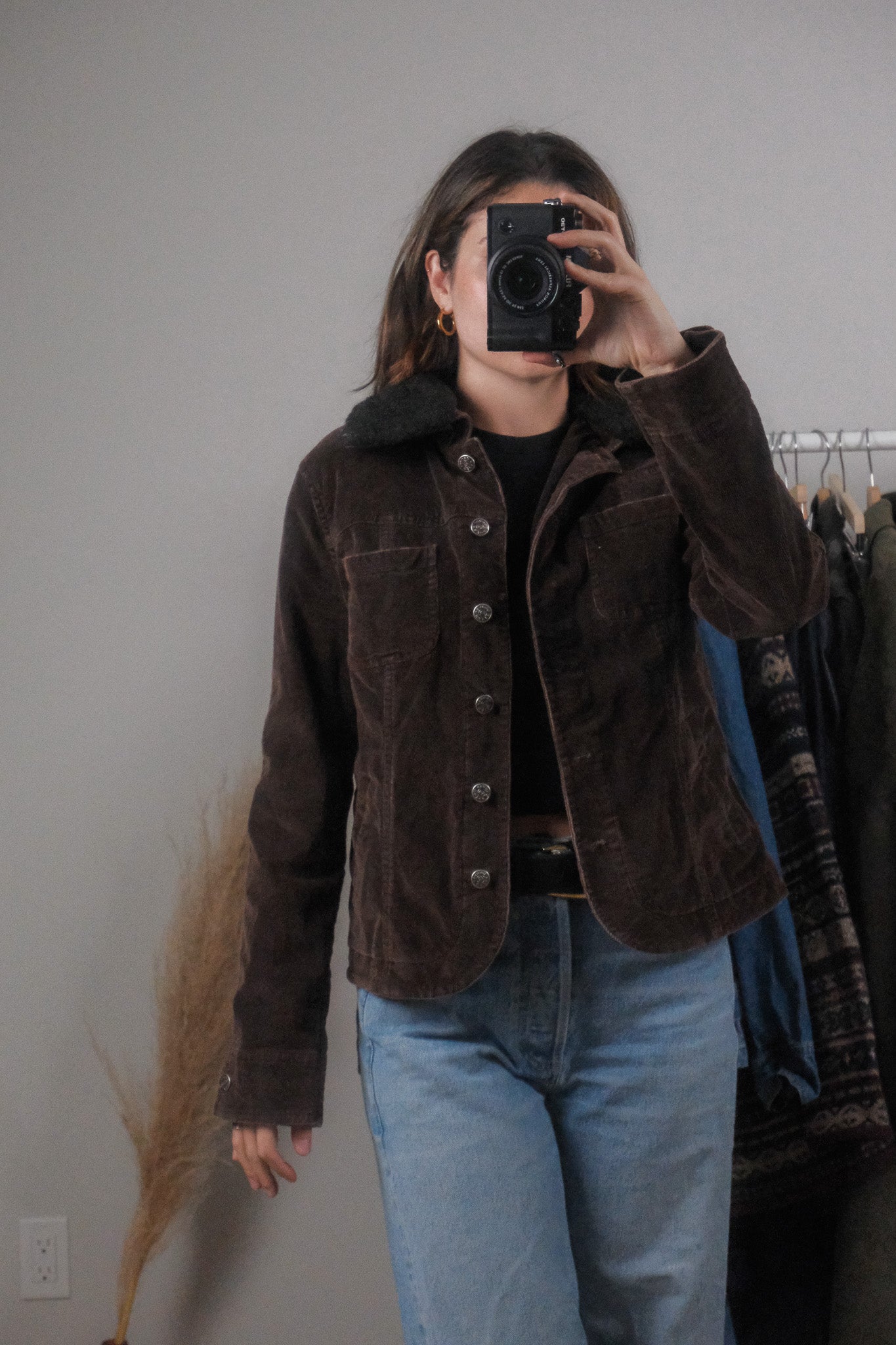 Vintage x Corduroy Removable Faux Fur Collar Jacket (S)