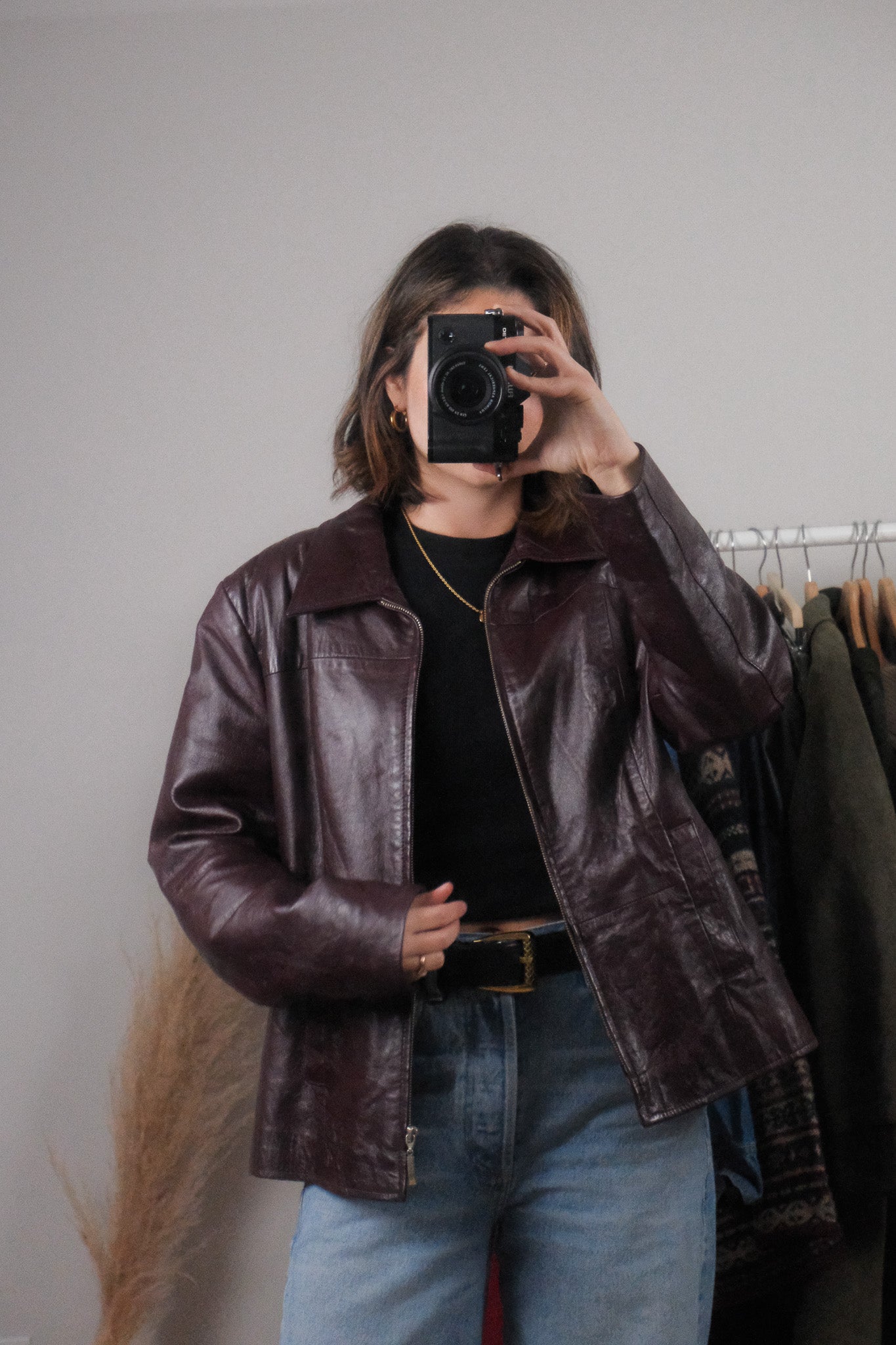 Vintage x Leather Collared Jacket (M-L)
