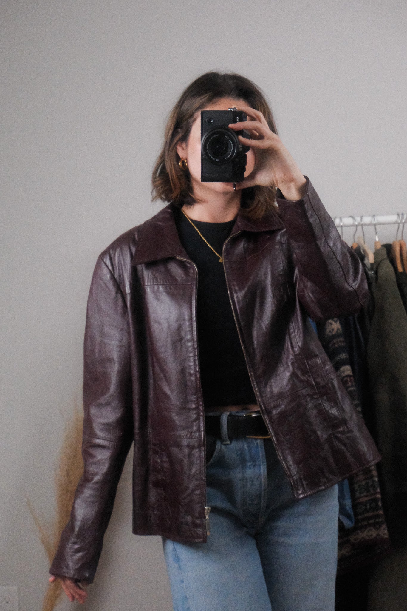 Vintage x Leather Collared Jacket (M-L)