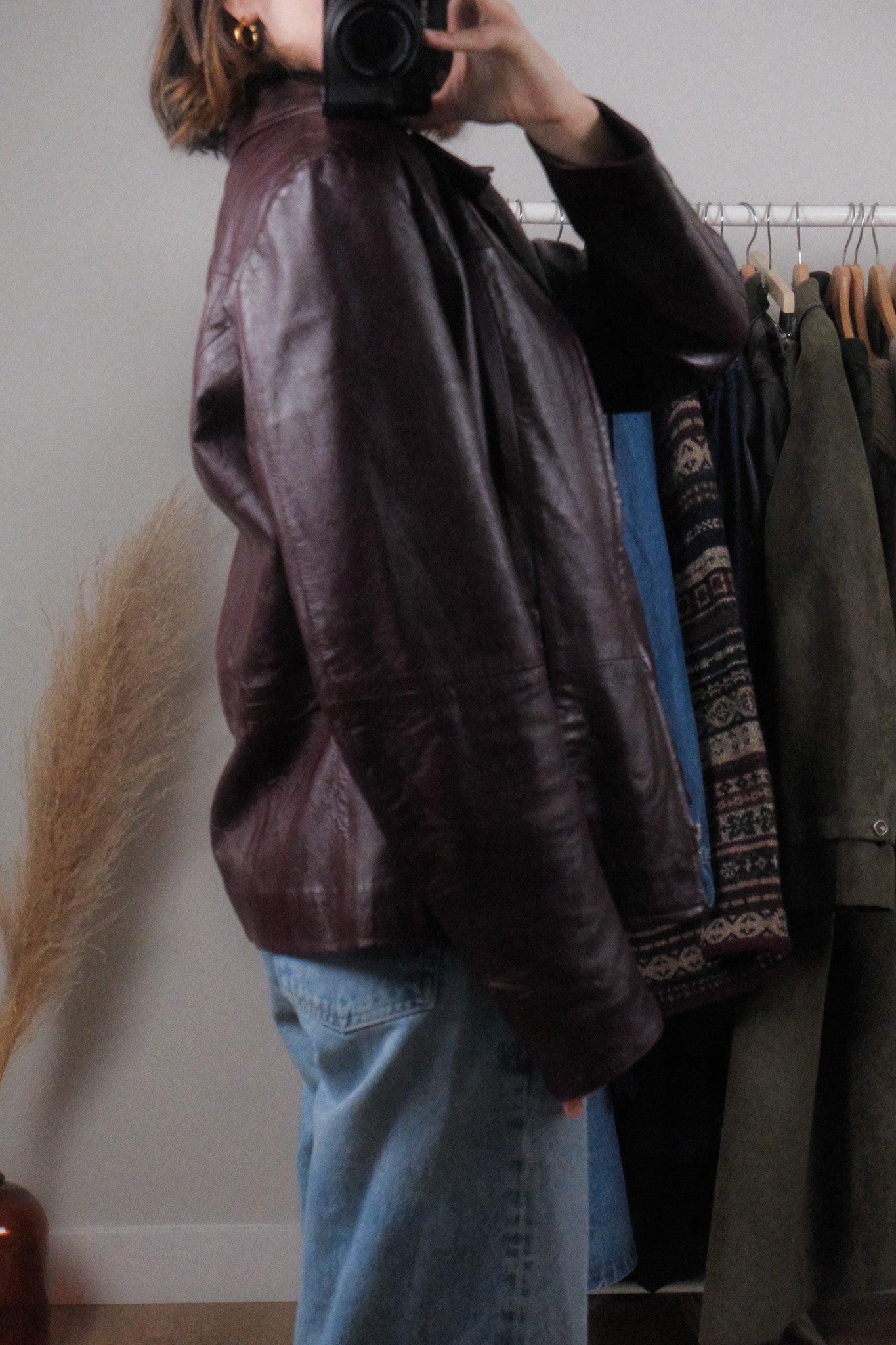 Vintage x Leather Collared Jacket (M-L)