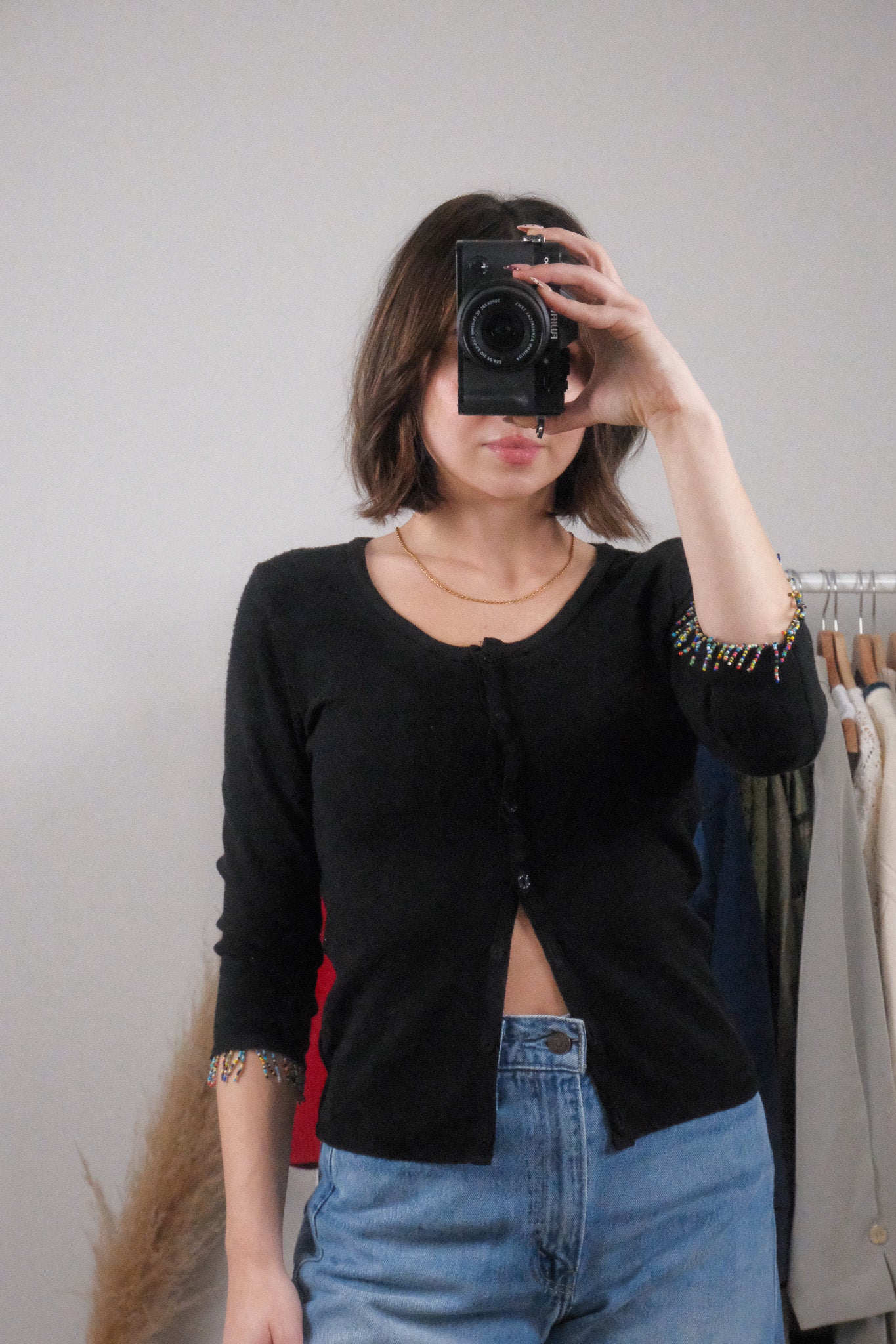 Made in Canada x Vintage x Beaded Cardigan (XS)