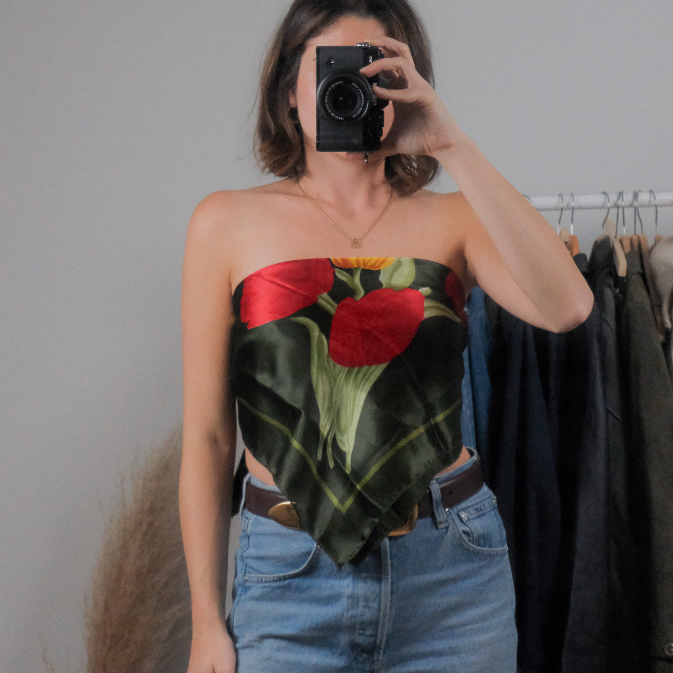 Vintage x Patterned Flower Scarf